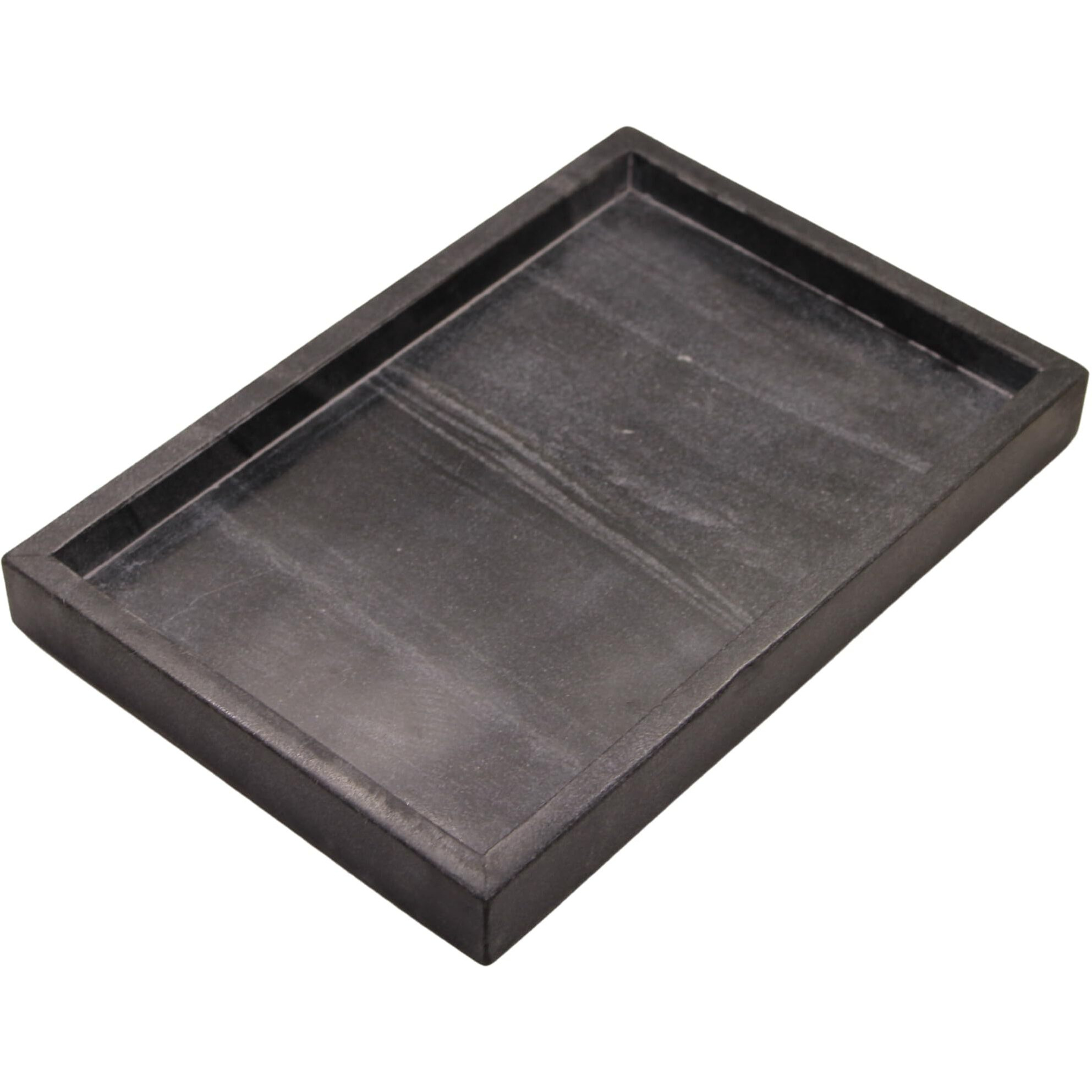 Kc Kullicraft Natural Marble Tray For Desktop/Kitchen/Vanity/Bathroom, Stone Organizer Tray For Coffee Table, Plate Holder For Tissues, Candles, Soap, Towel, Plant (Black Bright, Medium 12 X 8)