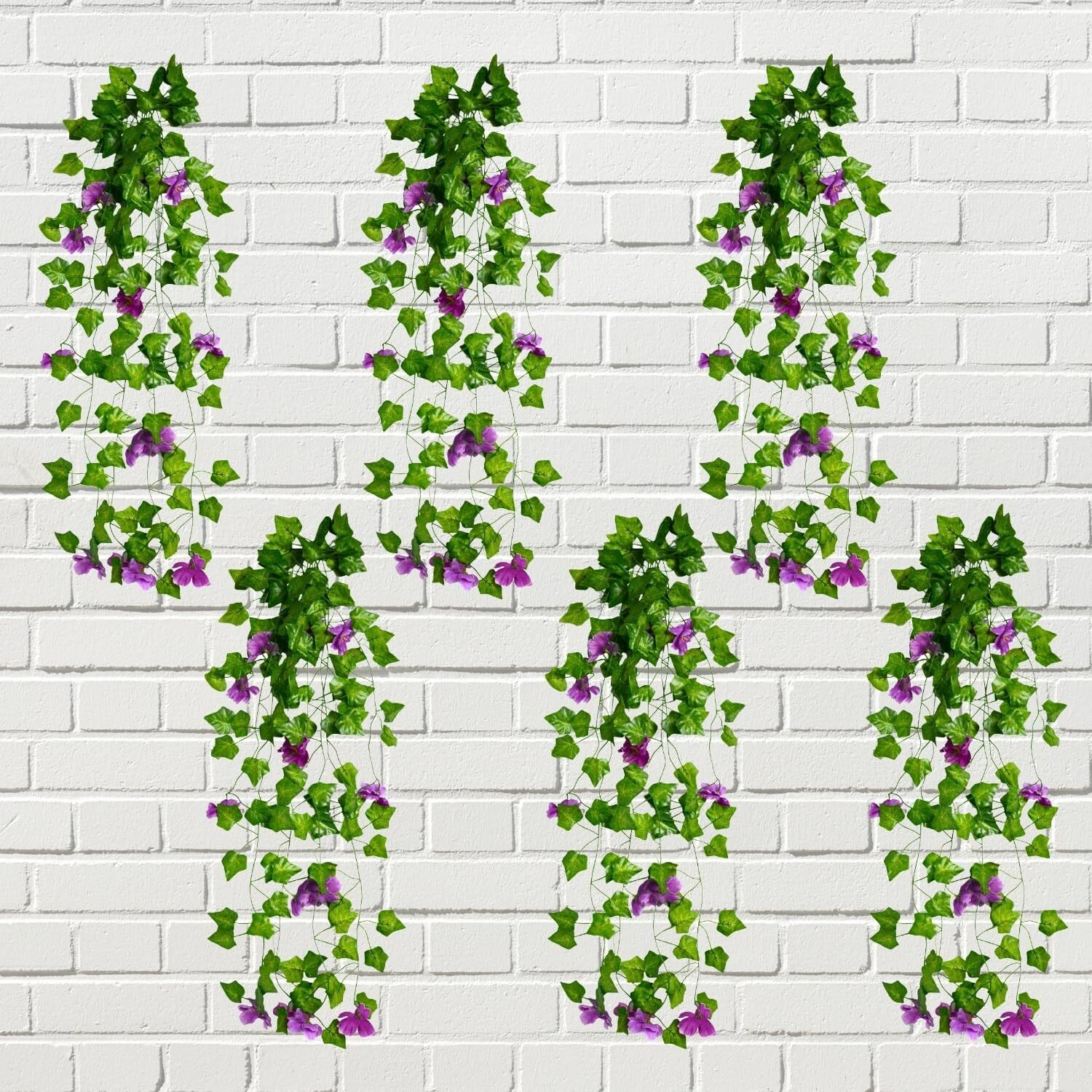 Decorebugs Artificial Flower Plants Leaves Hanging Ivy Garlands Plant Greenery Vine Creeper Home Decor Door Wall Balcony Decoration Party Festival Craft (Pack Of 6)