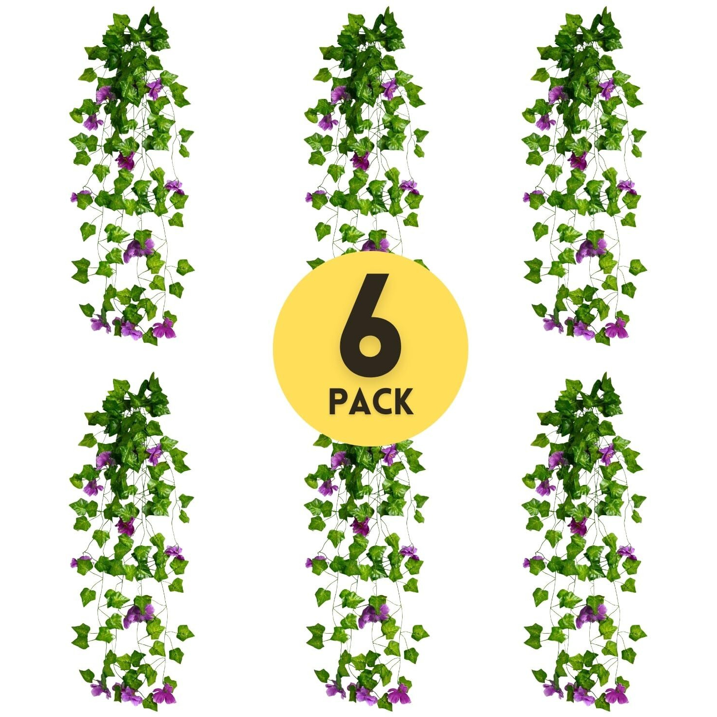 Decorebugs Artificial Flower Plants Leaves Hanging Ivy Garlands Plant Greenery Vine Creeper Home Decor Door Wall Balcony Decoration Party Festival Craft (Pack Of 6)