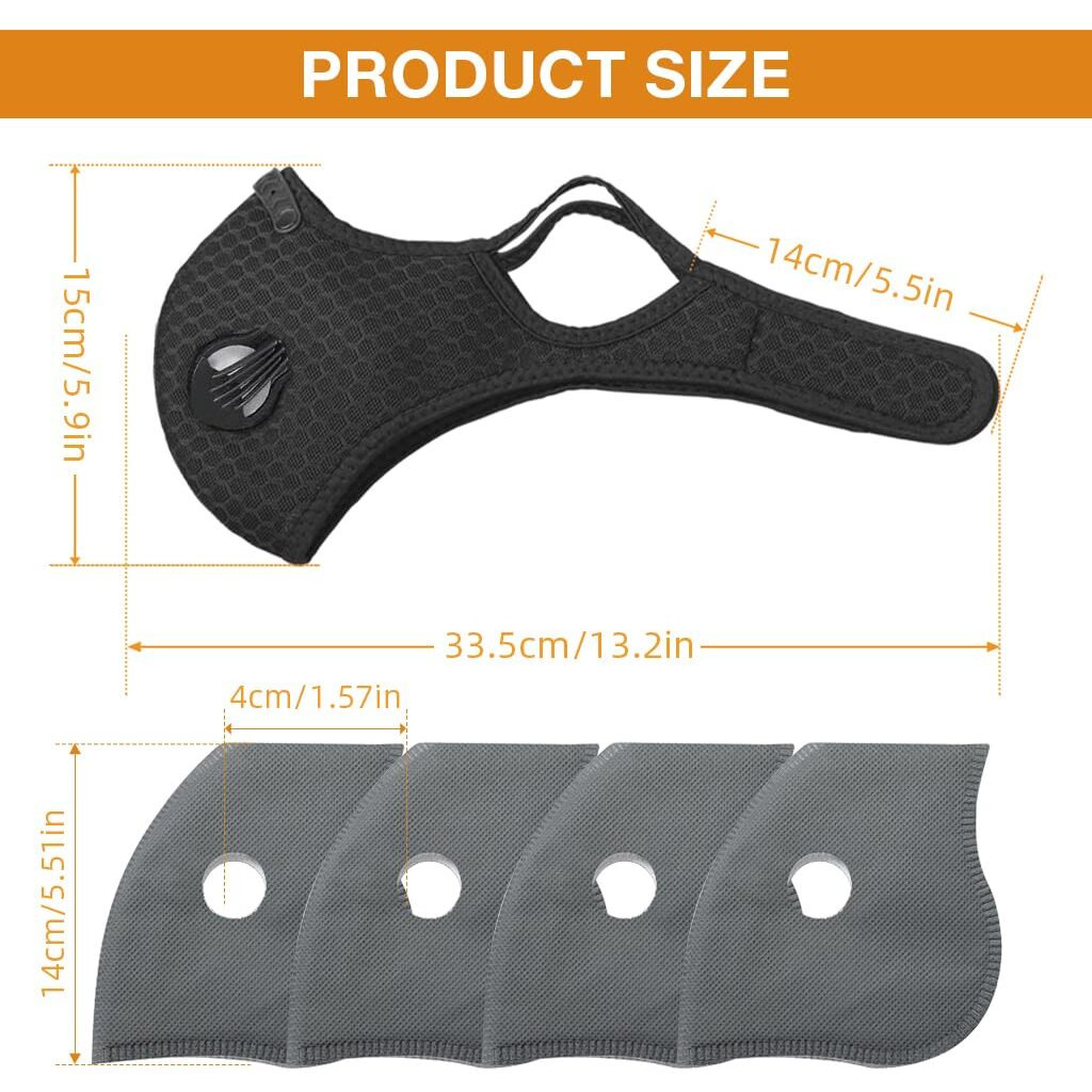 Serplex Riding Face Mask With 4 Breathe Filters Windproof Outdoor Sports Mask Breathable Mesh Winter Face Mask Washable And Reuseable Men Women Face Mask With Adjustable Back Fastening Closure