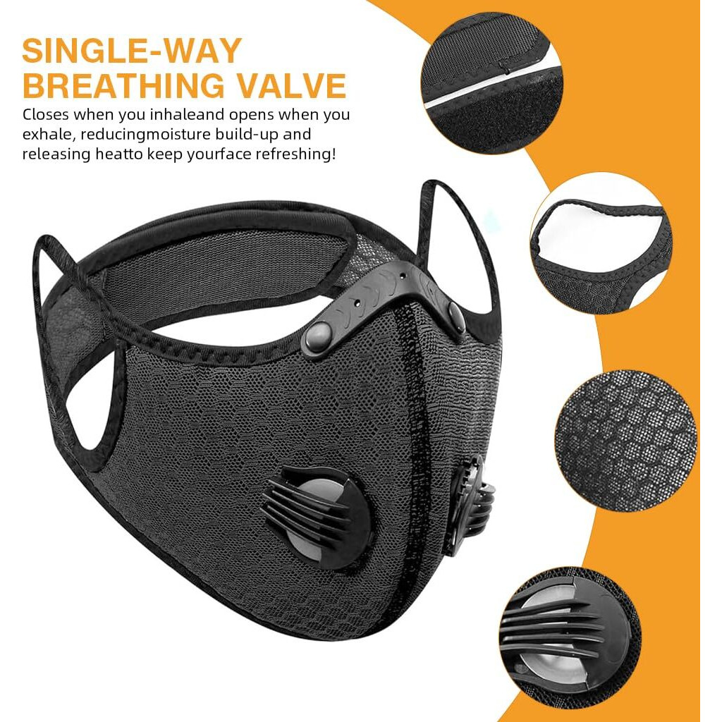 Serplex Riding Face Mask With 4 Breathe Filters Windproof Outdoor Sports Mask Breathable Mesh Winter Face Mask Washable And Reuseable Men Women Face Mask With Adjustable Back Fastening Closure