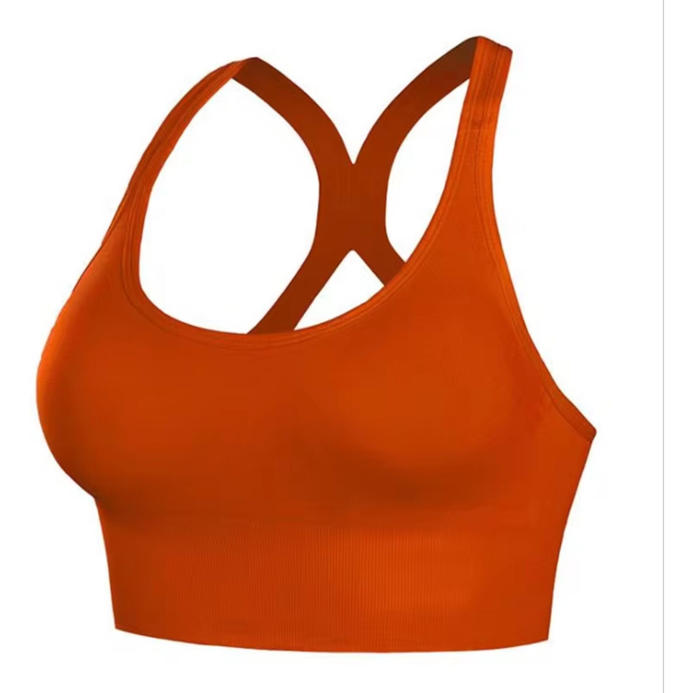 Glamoras Women's Nylon Spandex Padded Non Wired Racer Back Sports Bra For Gym, Cardio, Zumba And Yoga | Everyday Active Wear For Girls | Size M To 2Xl Orange
