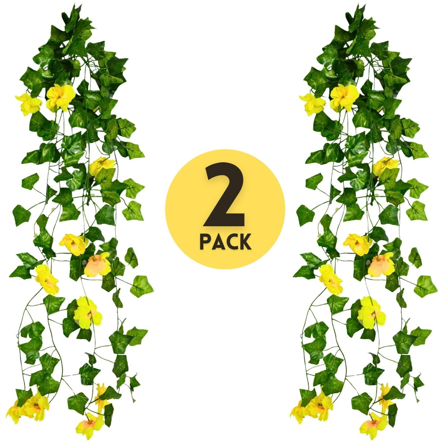 Decorebugs Artificial Flower Plants Leaves Hanging Ivy Garlands Plant Greenery Vine Creeper Home Decor Door Wall Balcony Decoration Party Festival Craft (Pack Of 2)