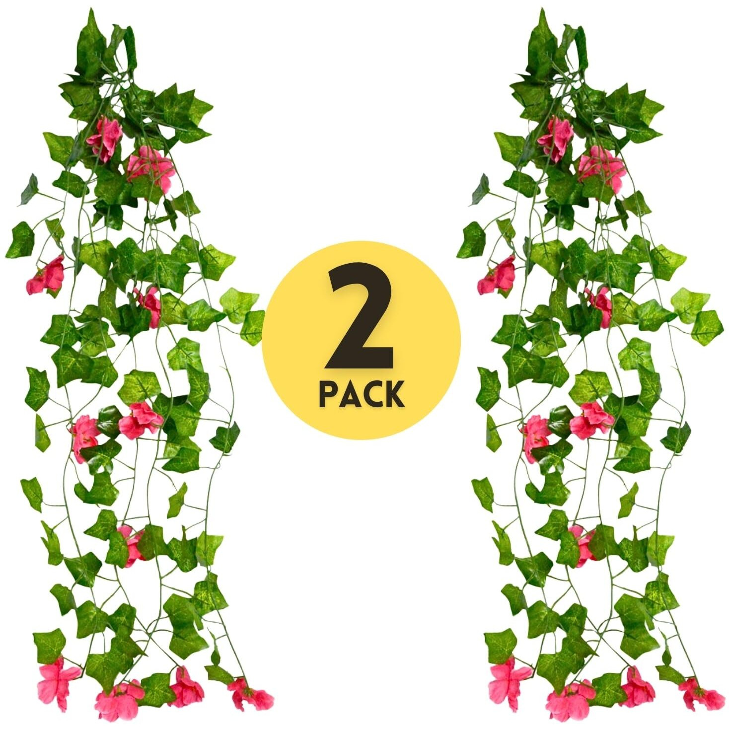 Decorebugs Artificial Flower Plants Leaves Hanging Ivy Garlands Plant Greenery Vine Creeper Home Decor Door Wall Balcony Decoration Party Festival Craft (Pack Of 2)