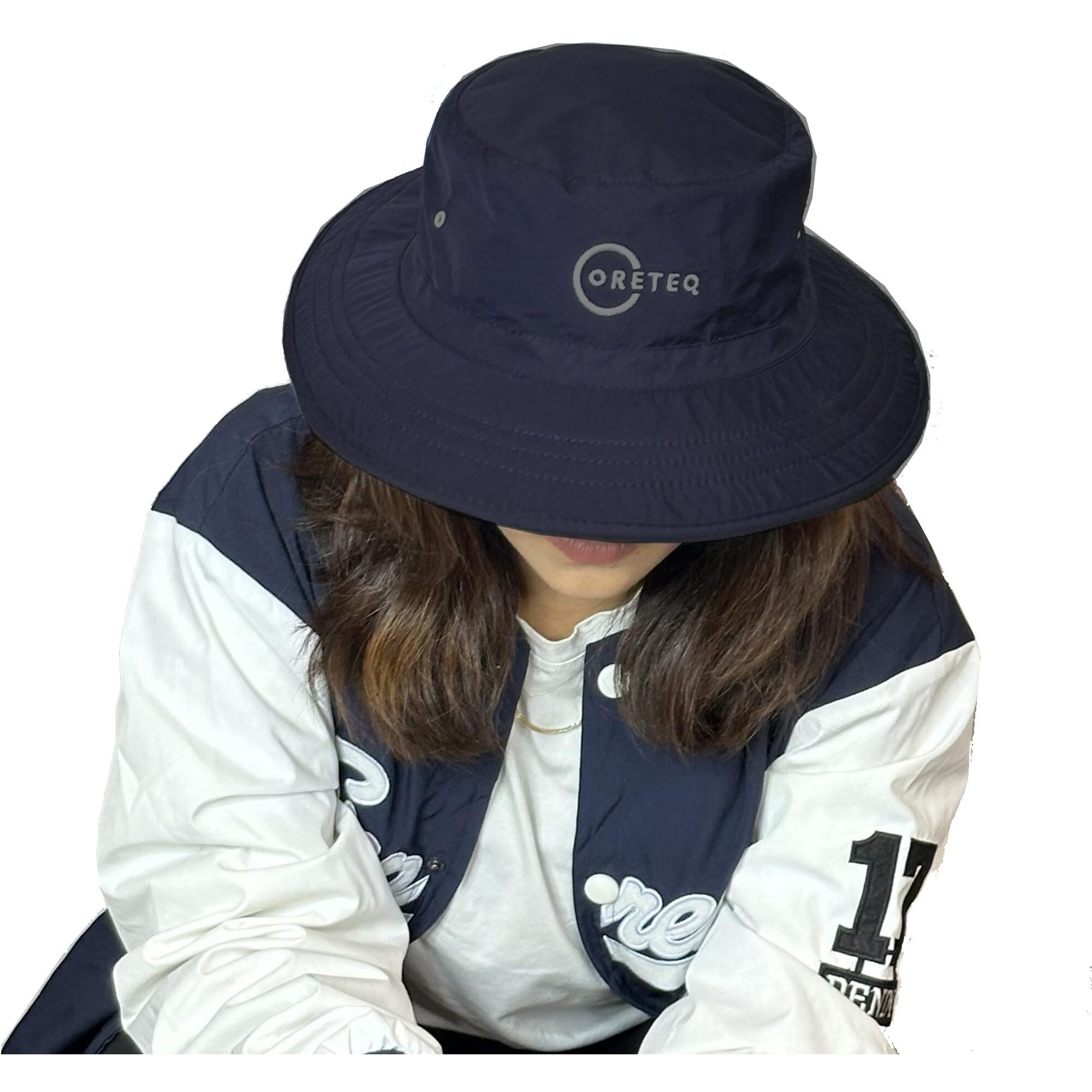 Coreteq Bucket Hat Summer Beach Stylish Sun Protection With Wide Brim, Eyelets Holes, Adjustable Clip Closure, Polyester Hats For Men Women Boys Girls Unisex, (Midnight Blue)