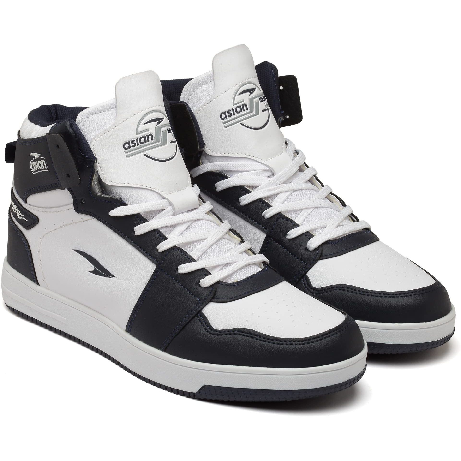 Asian Carnival-13 High Top Casual Chunky Fashion Sneakers Casual & Sports Shoes With Rubber Outsole For Boys Navy White