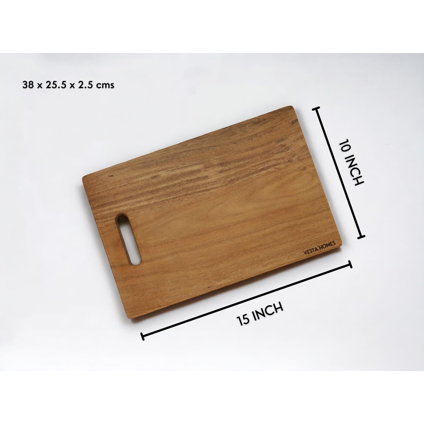 Vesta Homes Wooden Chopping Board, Cutting Board, Serving Tray For Kitchen Vegetables, Fruits & Cheese | Natural Acacia Wood |38 * 25 * 2.5 Cms | Handmade In India