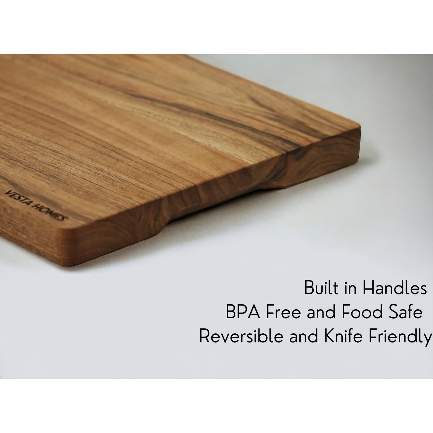 Vesta Homes Wooden Chopping Board, Cutting Board, Serving Tray For Kitchen Vegetables, Fruits & Cheese | Natural Acacia Wood |38 * 25 * 2.5 Cms | Handmade In India