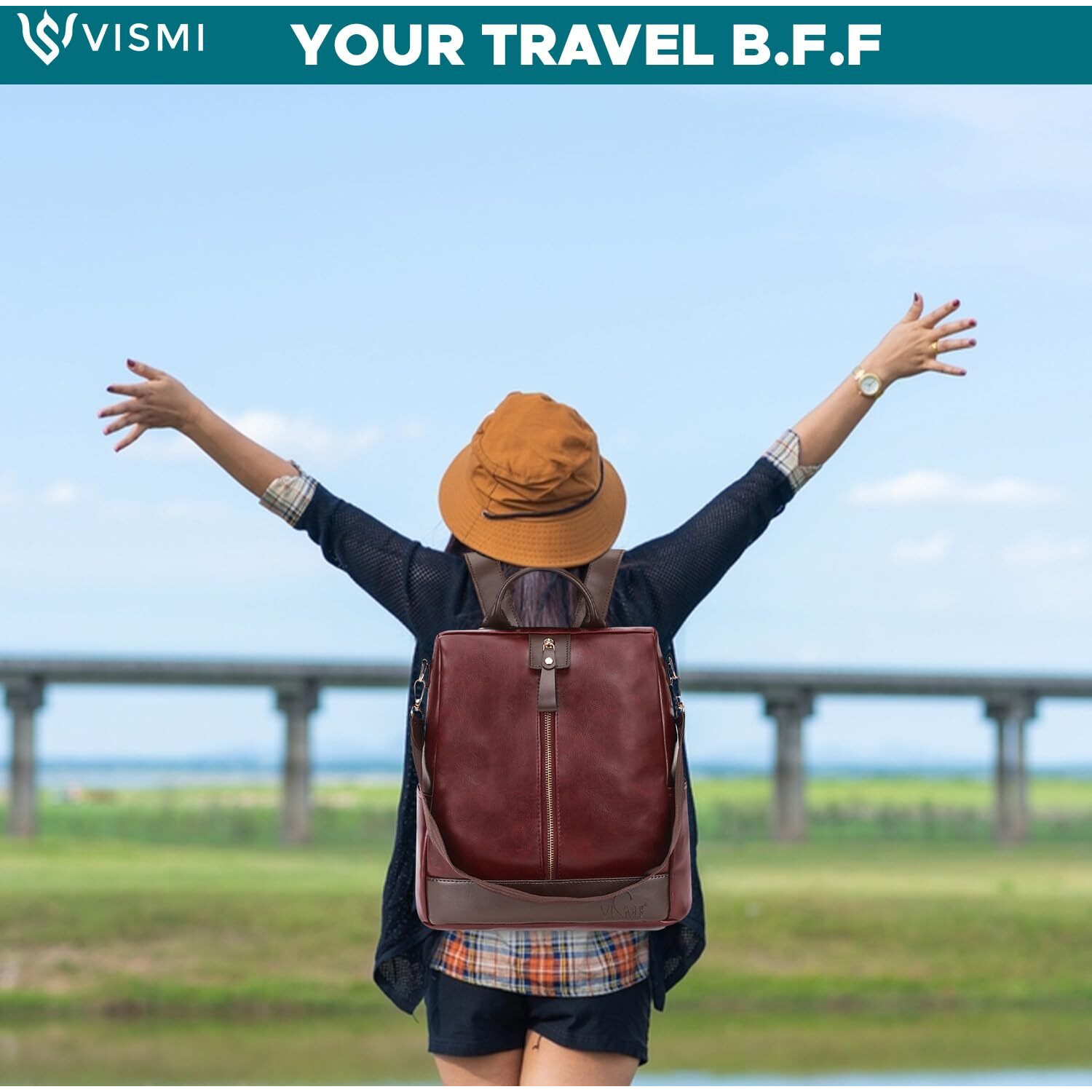 Vismiintrend Leather Backpack Bags For Women And Girls | Stylish | 13" Laptop Bag | Daily Use, Ladies Shoulder Sling Purse | Work/Office/College/Travel | Valentine Gift For Wife/Sister/Friend