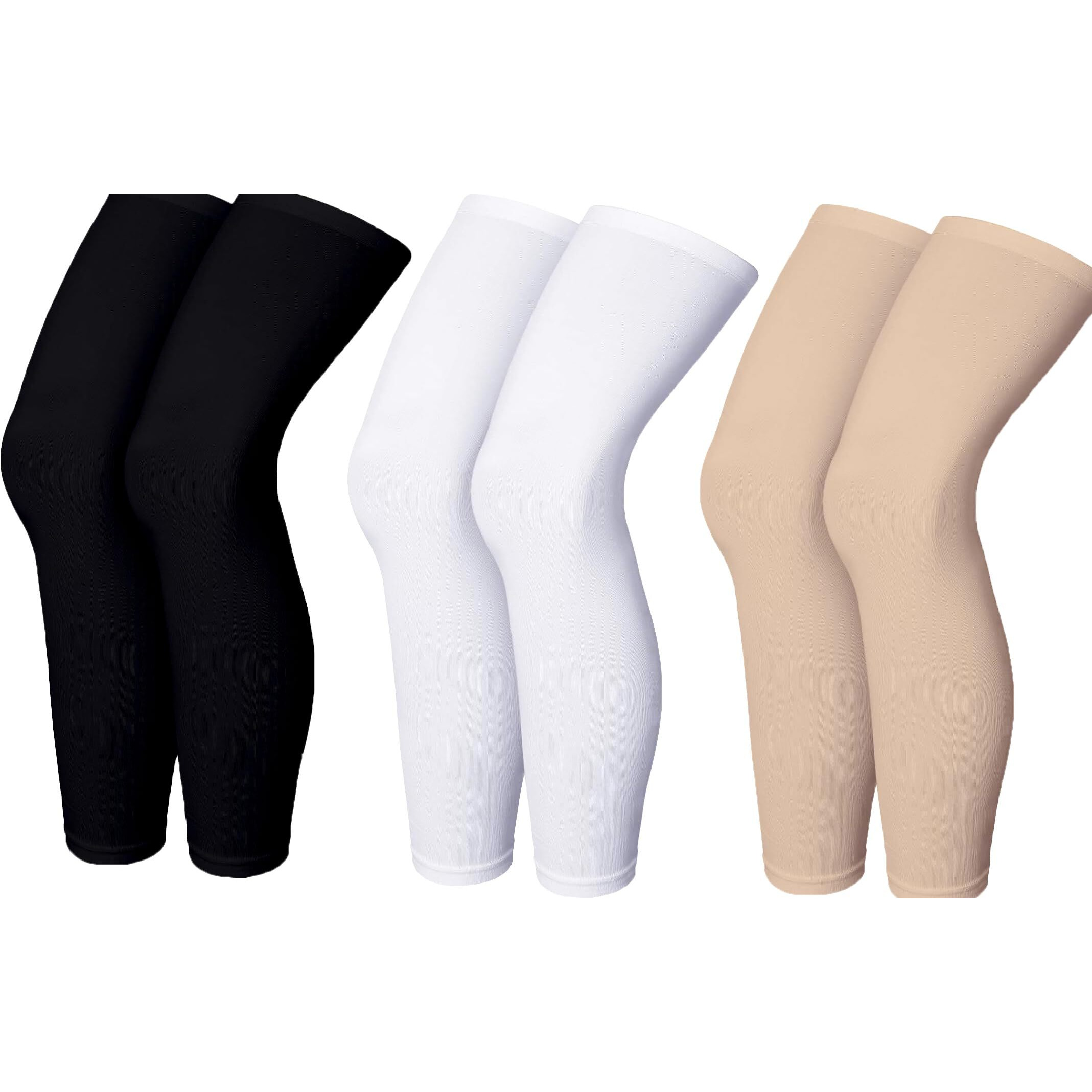 Mizuna Leg Sleeves Unisex Sports Compression Sun Protection Thigh Non-Slip Upf Cooling Full Length Cycling Riding Golf Football Running Winterlegbeigewhiteblack