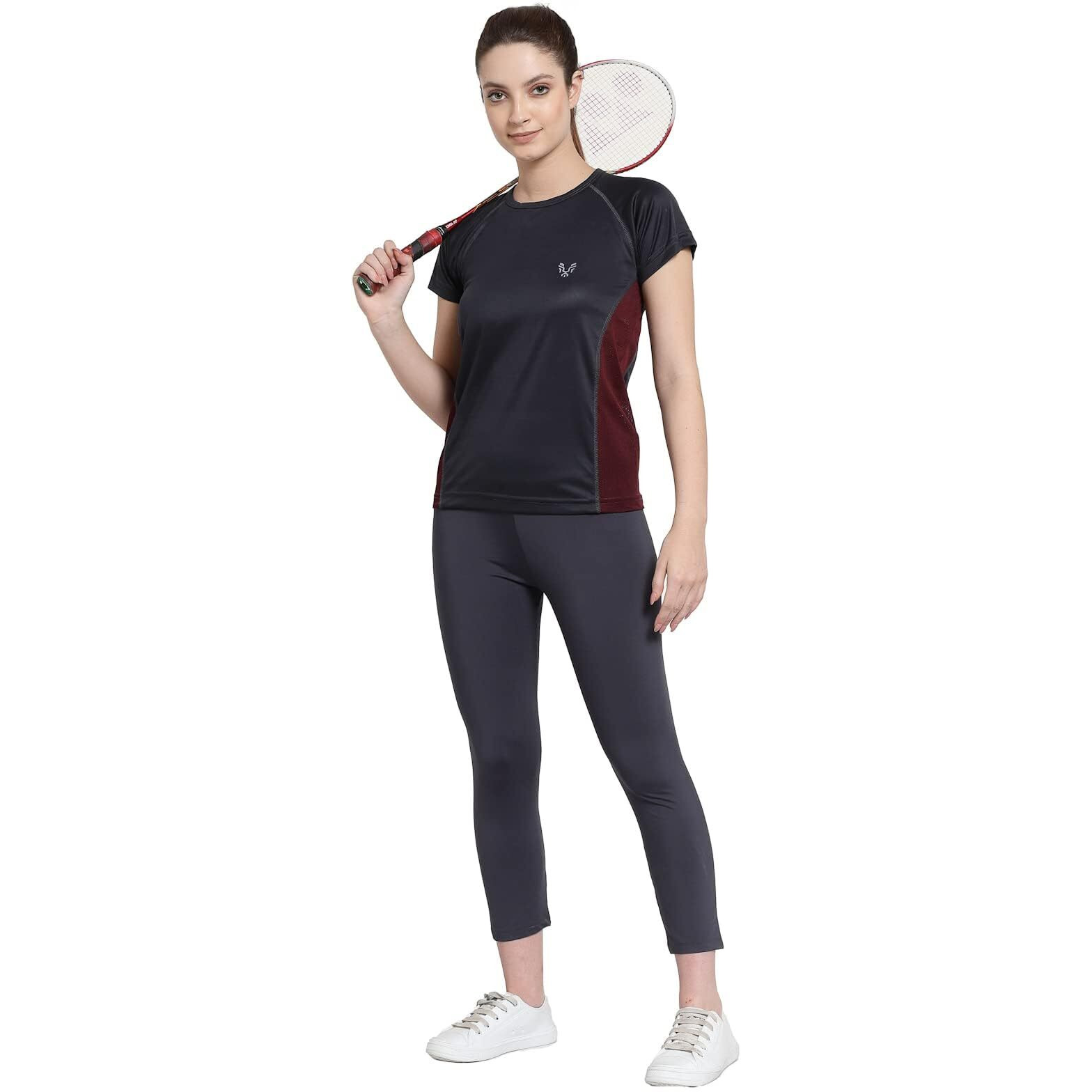 Uzarus Womens Dry Fit Workout Top Sports Gym Regular Fit T-Shirt (Xxl, Stone)