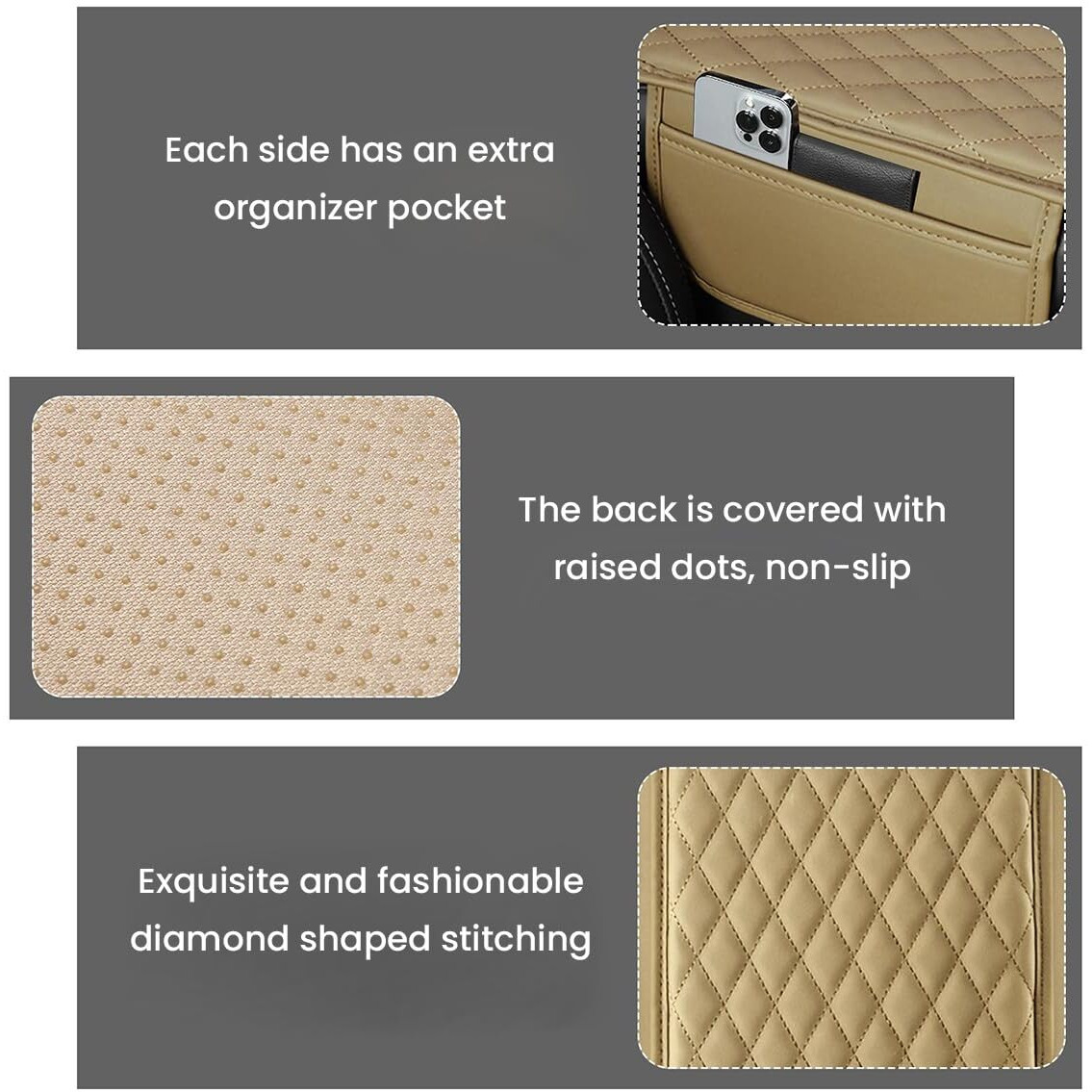 Sthira Upgraded Microfiber Leather Car Armrest Cushion Super Comfortable Car Armrest Cushion Pad With 2 Storage Bags Durable Center Console Armrest Pad Car Center Console Cover Fit For Most Vehicles