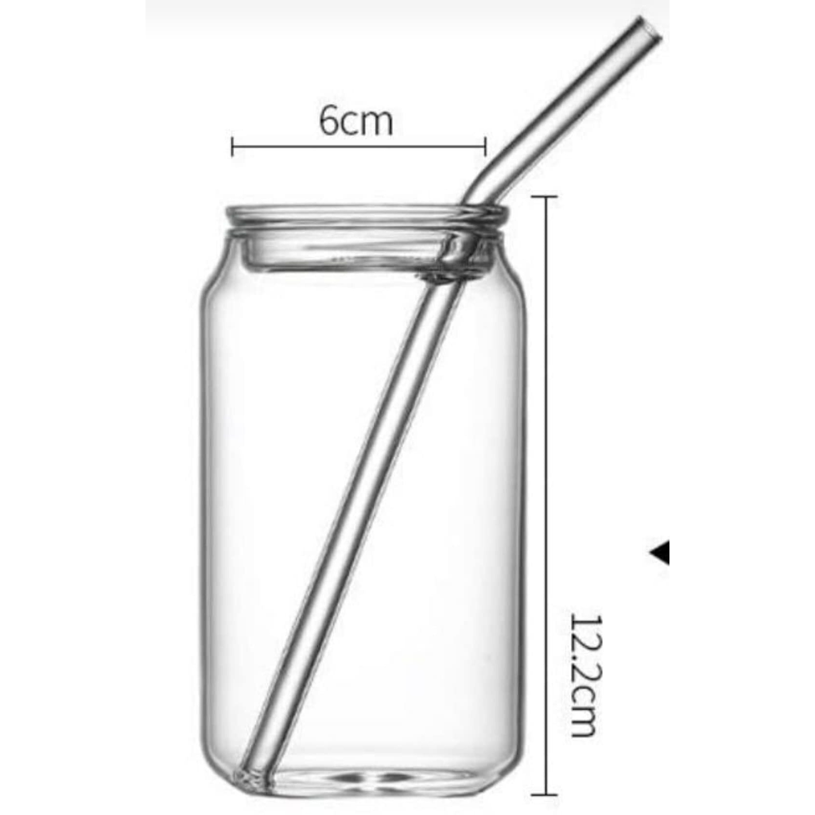 Kikiluxxa Glass Mug Set With Straw- Green Tea Coffee Beer Can And Soda Drinking Glass Mug Set Of 2 - Can Shaped Milk Juice Glass Tumbler Cups With Clear Straw - 510Ml