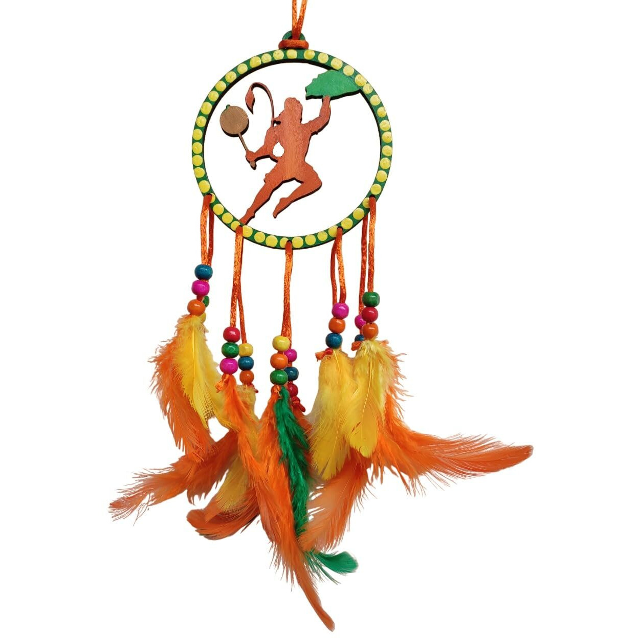 Varenyam Car Mirror Hanging Accessories, Handmade Dream Catcher For Car, Home, Gift, Wall Hanging, Wind Chime, Car Decoration Accessories, Handmade Home Dcor Hangings For Positivity (Hanuman)