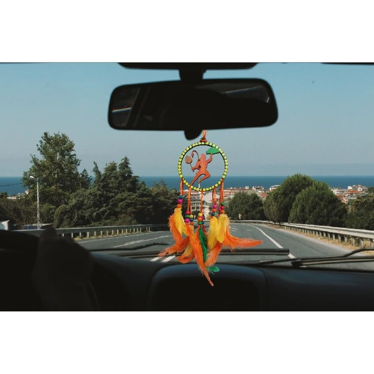 Varenyam Car Mirror Hanging Accessories, Handmade Dream Catcher For Car, Home, Gift, Wall Hanging, Wind Chime, Car Decoration Accessories, Handmade Home Dcor Hangings For Positivity (Hanuman)