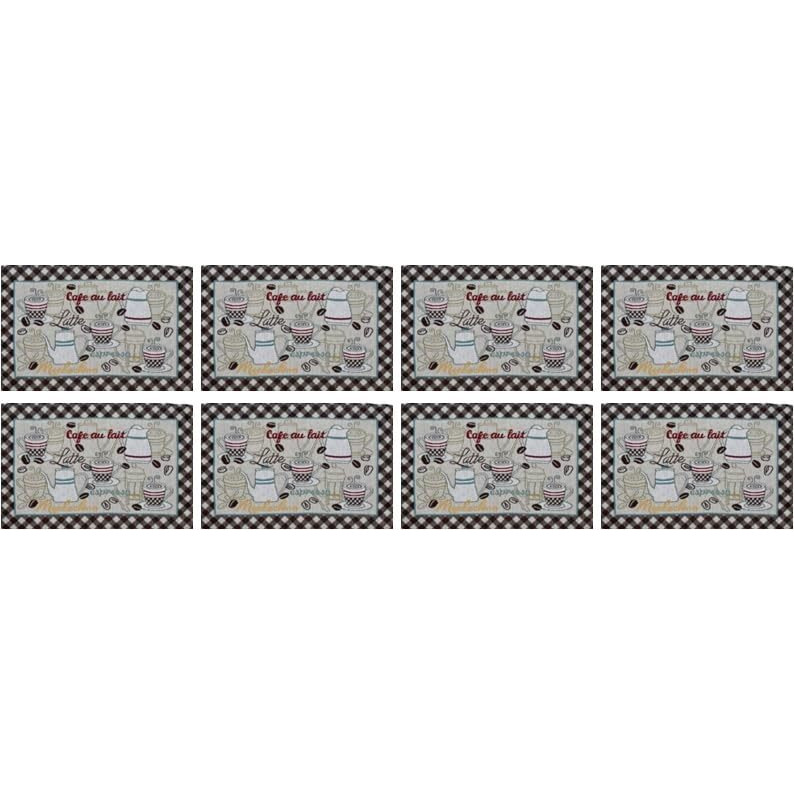 Prakartik By Induarts Latte Coffee Love Eco-Friendly Cotton Dining Table Mats  Reusable, Machine Washable, Everyday Use Multi Rectangular Placemats, Set Of 8 (33X47 Cm)