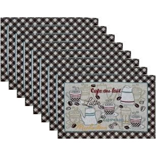 Prakartik By Induarts Latte Coffee Love Eco-Friendly Cotton Dining Table Mats  Reusable, Machine Washable, Everyday Use Multi Rectangular Placemats, Set Of 8 (33X47 Cm)