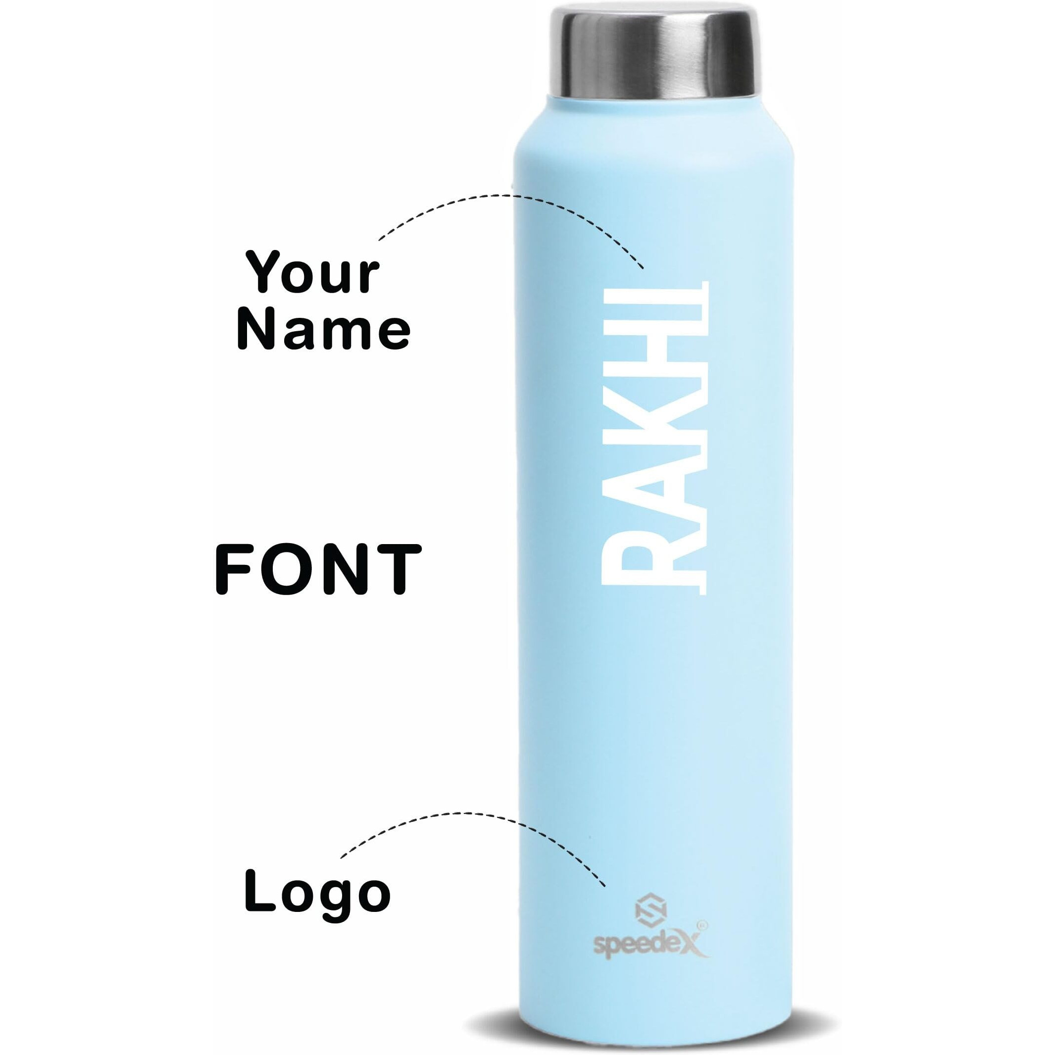 Speedex Stainless Steel Water Bottle 1 Ltr For Kids, Boys, Girls, 1 Litre Bottles For Gym, Sports, Fridge Use, School & Office - 1000Ml, Pastel Blue Colour, Steel Cap