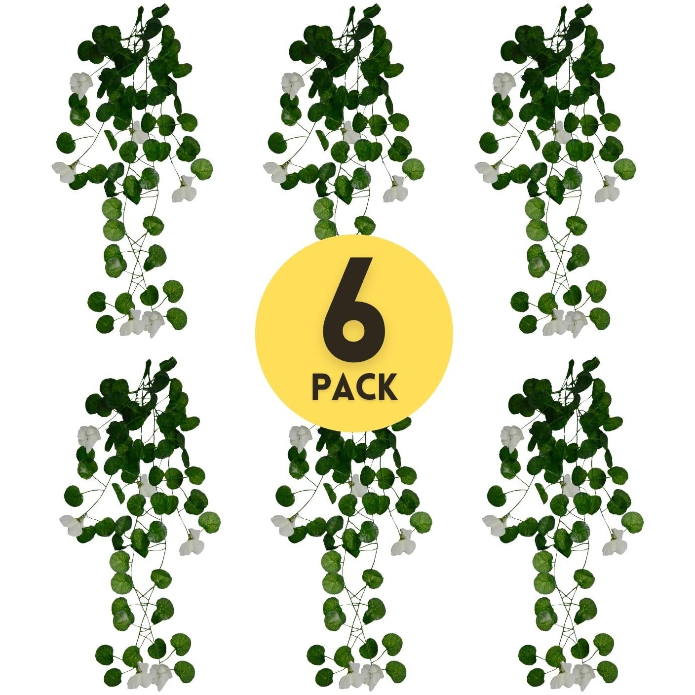 Decorebugs Artificial Flower Plants Leaves Hanging Ivy Garlands Plant Greenery Vine Creeper Home Decor Door Wall Balcony Decoration Party Festival Craft (Pack Of 6)