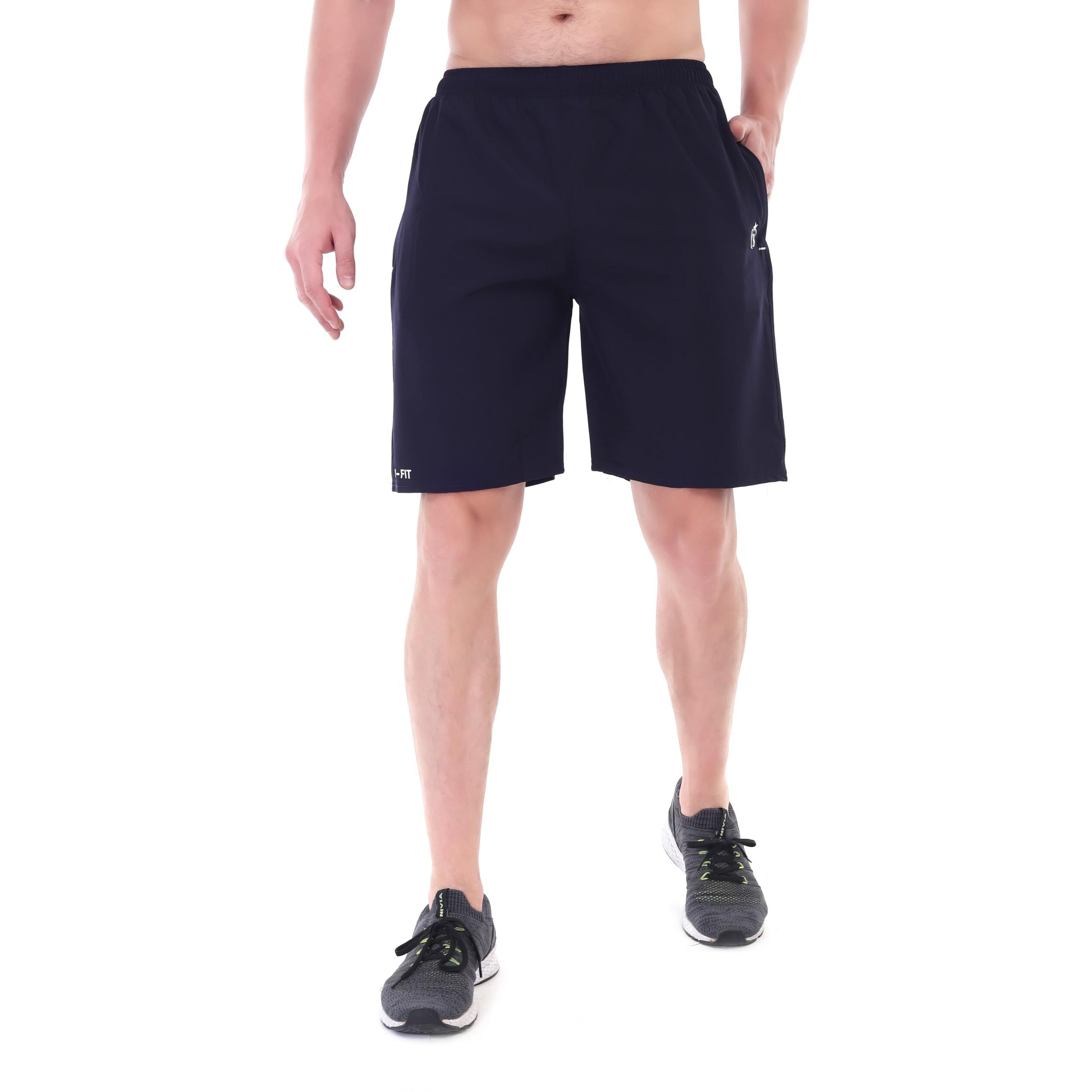 Blue Star Shark Athletic Sports Shorts For Men With Zip Pockets And Elastic Waistband Quick Dry Lightweight Activewear Combo - Pack Of 2 (Color Blue And Blue, SizeM)