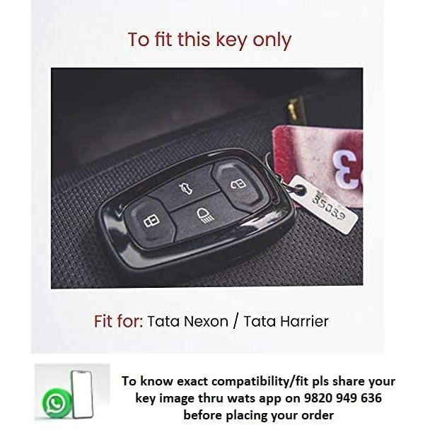 Jvcv Car Styling Soft Handmade Leather Key Cover Compatible With Tata Nexon, Harrier, Tiago Ev, Altroz, Tigor, Safari, Nexon Ev, Punch, Punch Ev 4 Button Smart Key (Brown)
