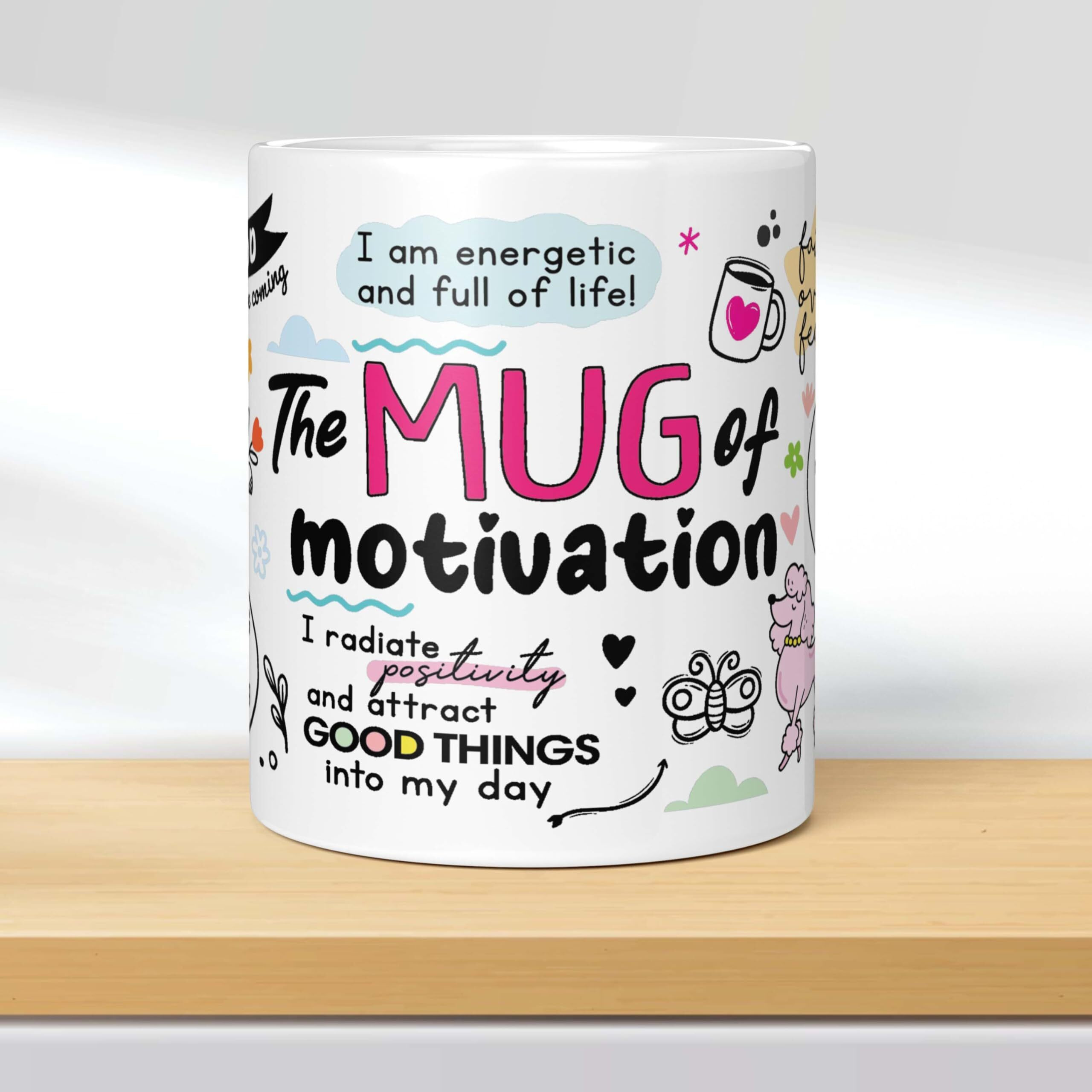 Akipi Daily Affirmation & Motivation Mug Ceramic White Coffee Mug Collection, Gift For Positivity & Encouragement, 330Ml, Microwave Safe, Set Of 1 (The Mug Of Motivation)