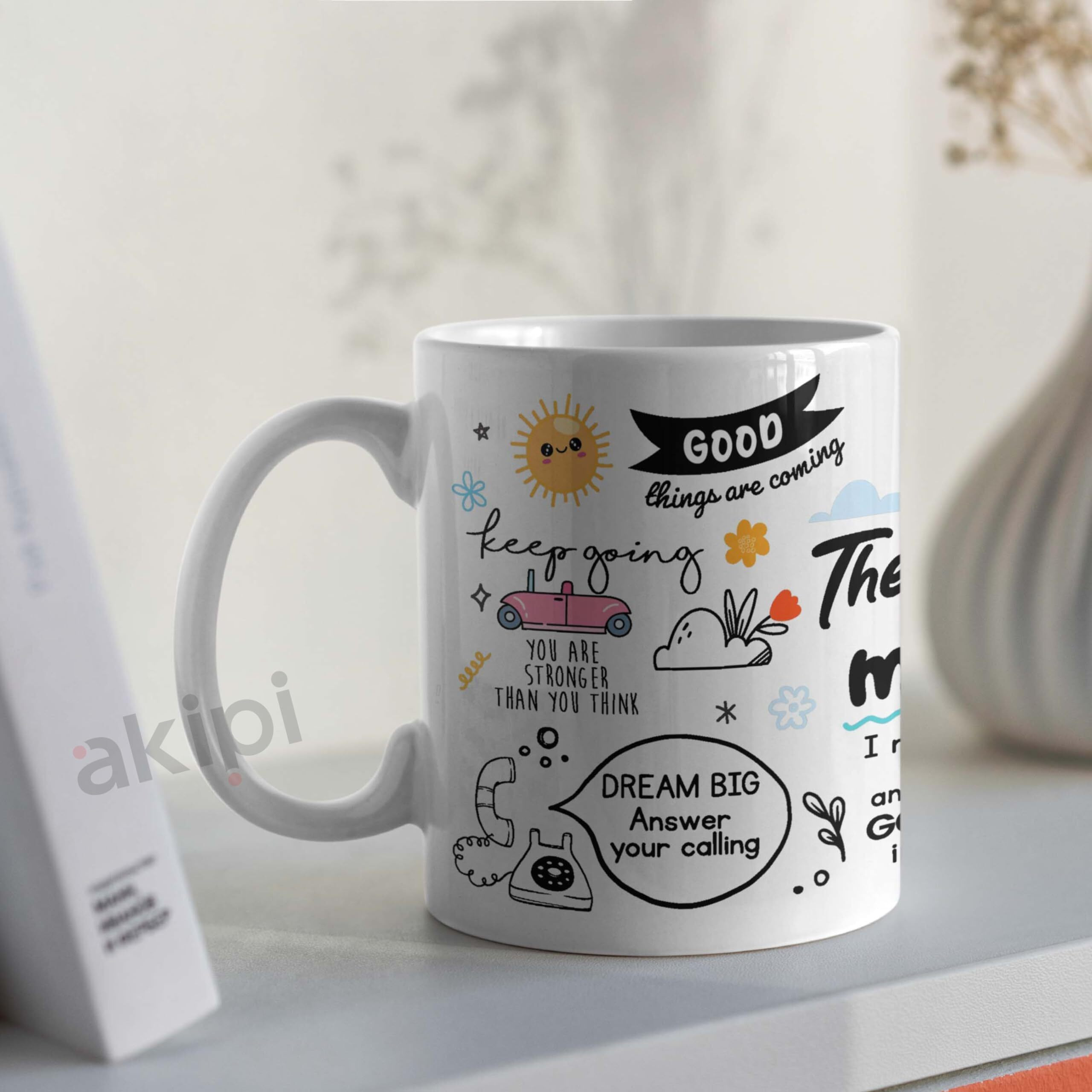 Akipi Daily Affirmation & Motivation Mug Ceramic White Coffee Mug Collection, Gift For Positivity & Encouragement, 330Ml, Microwave Safe, Set Of 1 (The Mug Of Motivation)