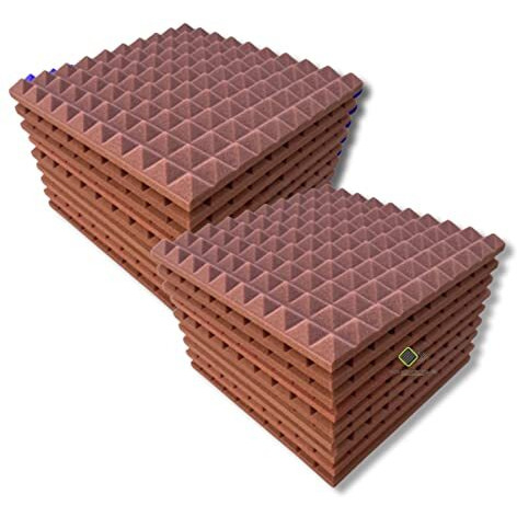 Ygm Acoustic Foams Pyramid Soundproofing Studio (Set Of 18 ) Acoustic Foam 1'X1' - 1 Inches (Coffee Brown)