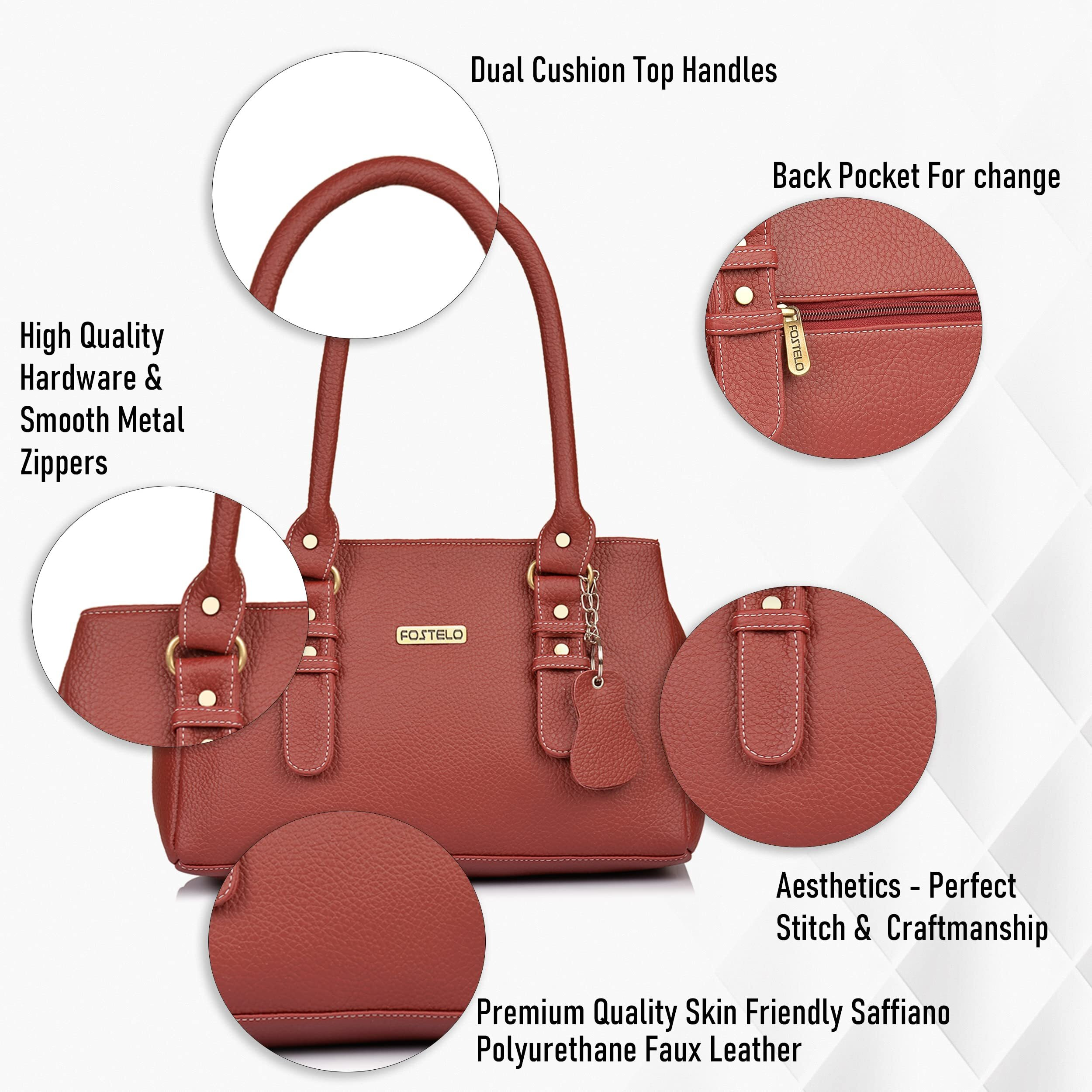 Fostelo Women's Vegan Leather Westside Handbag Shoulder Hobo Bag Ladies Purse (Maroon) (Large)