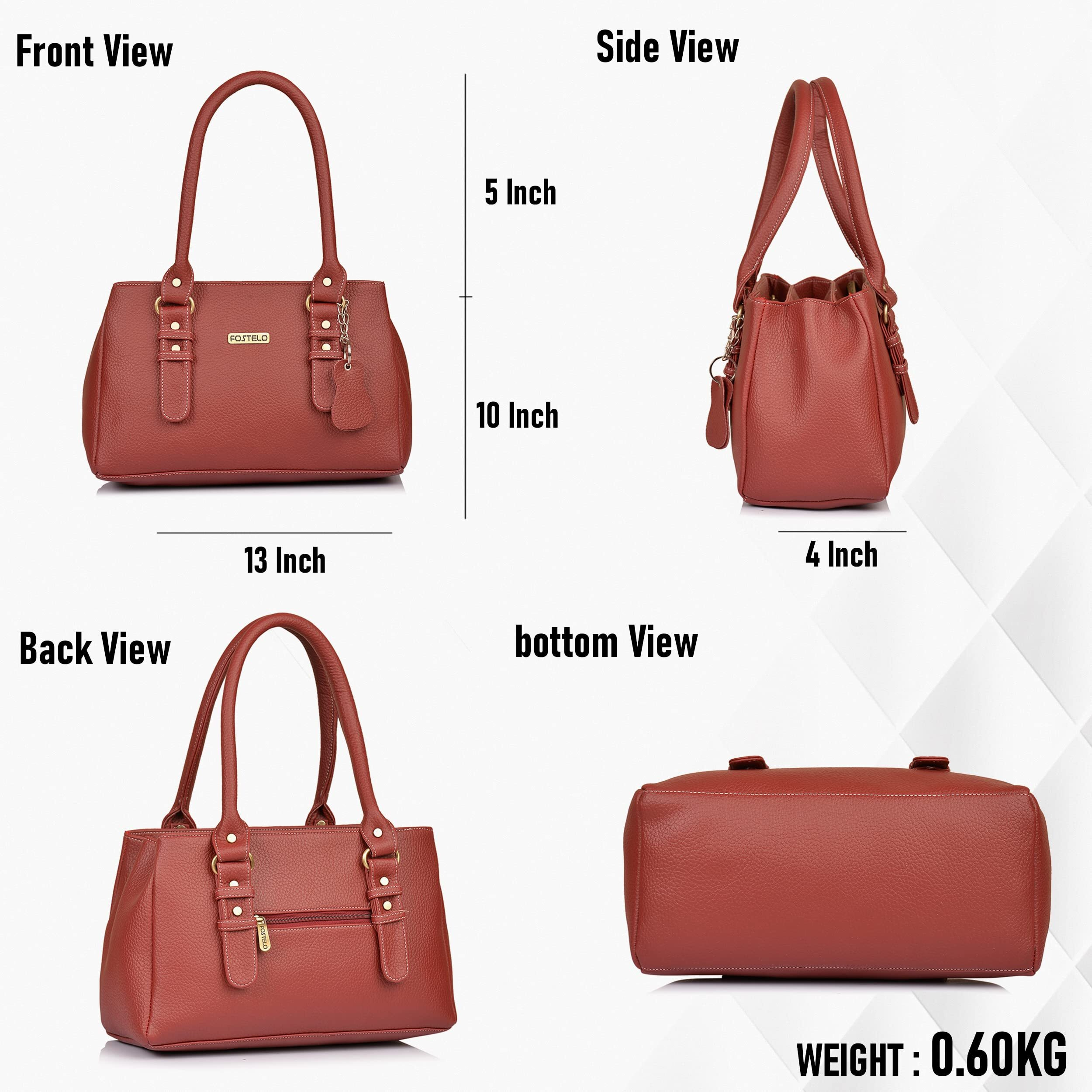 Fostelo Women's Vegan Leather Westside Handbag Shoulder Hobo Bag Ladies Purse (Maroon) (Large)