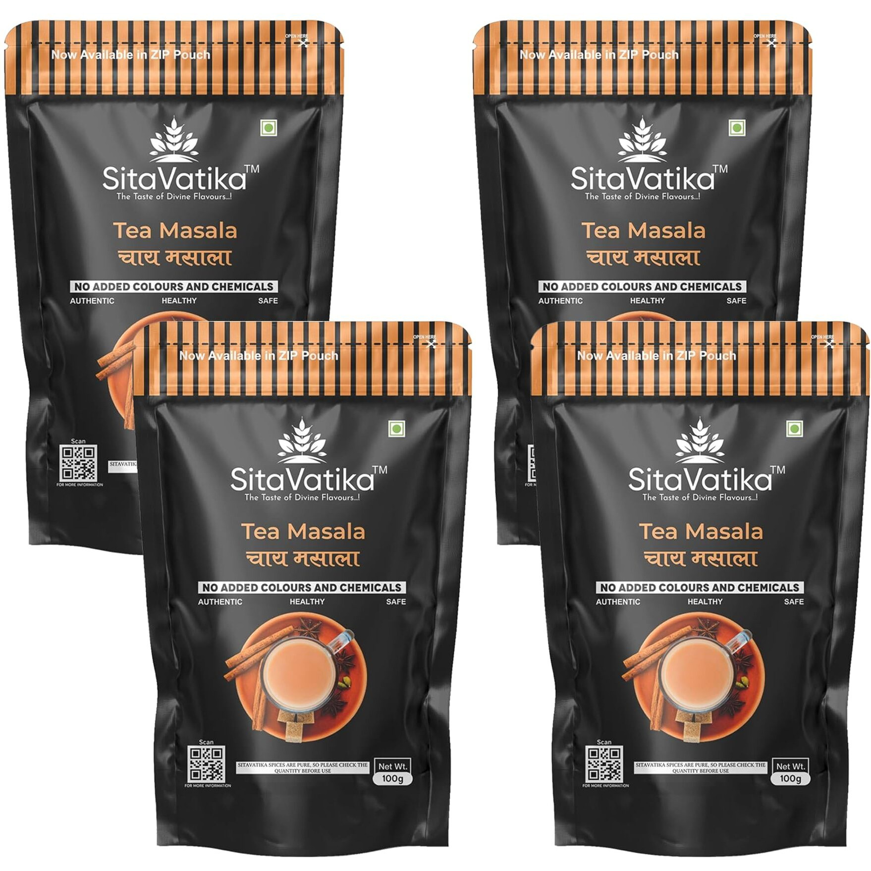 Sitavatika Classic Chai Masala Powder 100G Pack Of 4 Flavorful Blend Of Spices Culinary Uses Natural Tea Masala Powder No Added Colours And Chemical