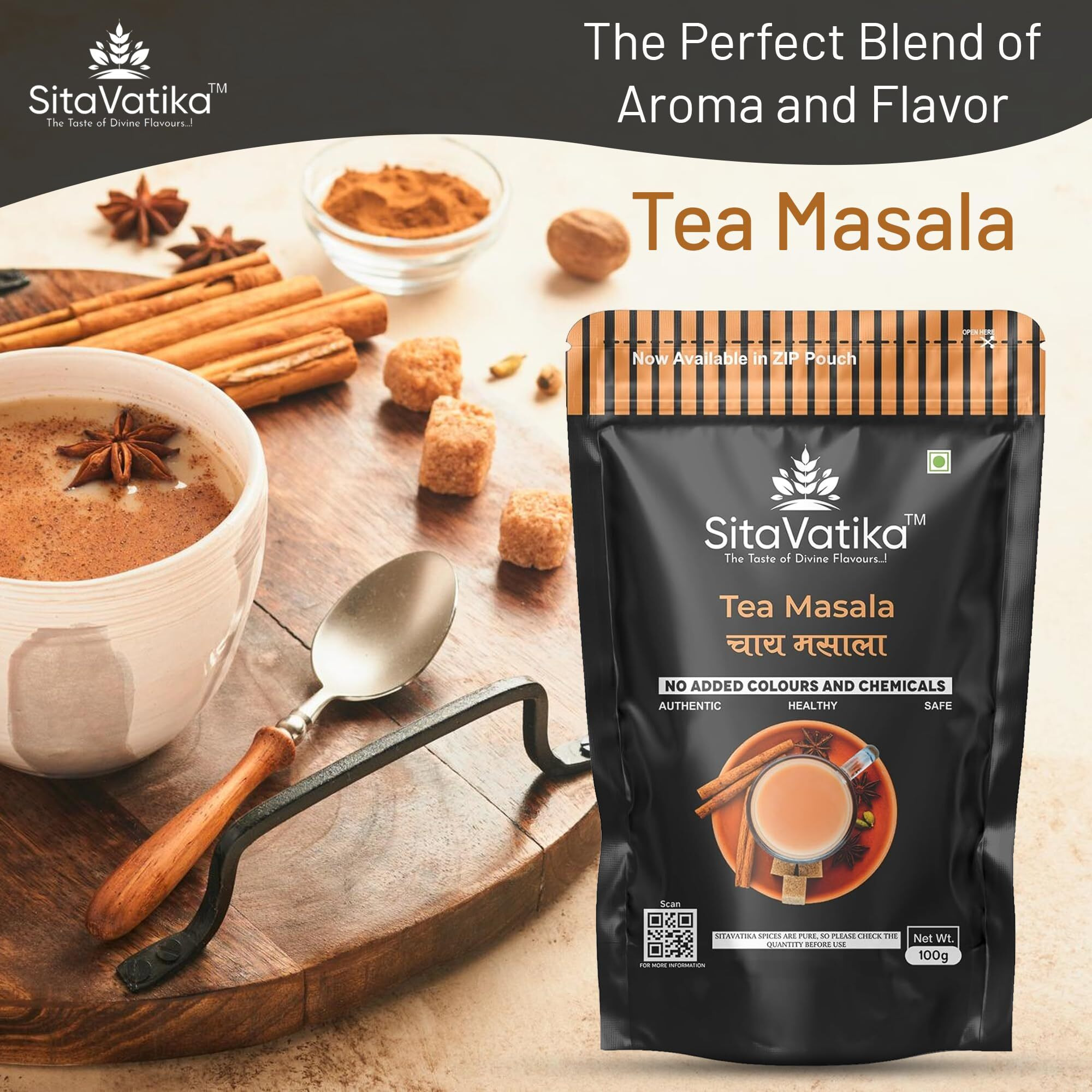 Sitavatika Classic Chai Masala Powder 100G Pack Of 4 Flavorful Blend Of Spices Culinary Uses Natural Tea Masala Powder No Added Colours And Chemical