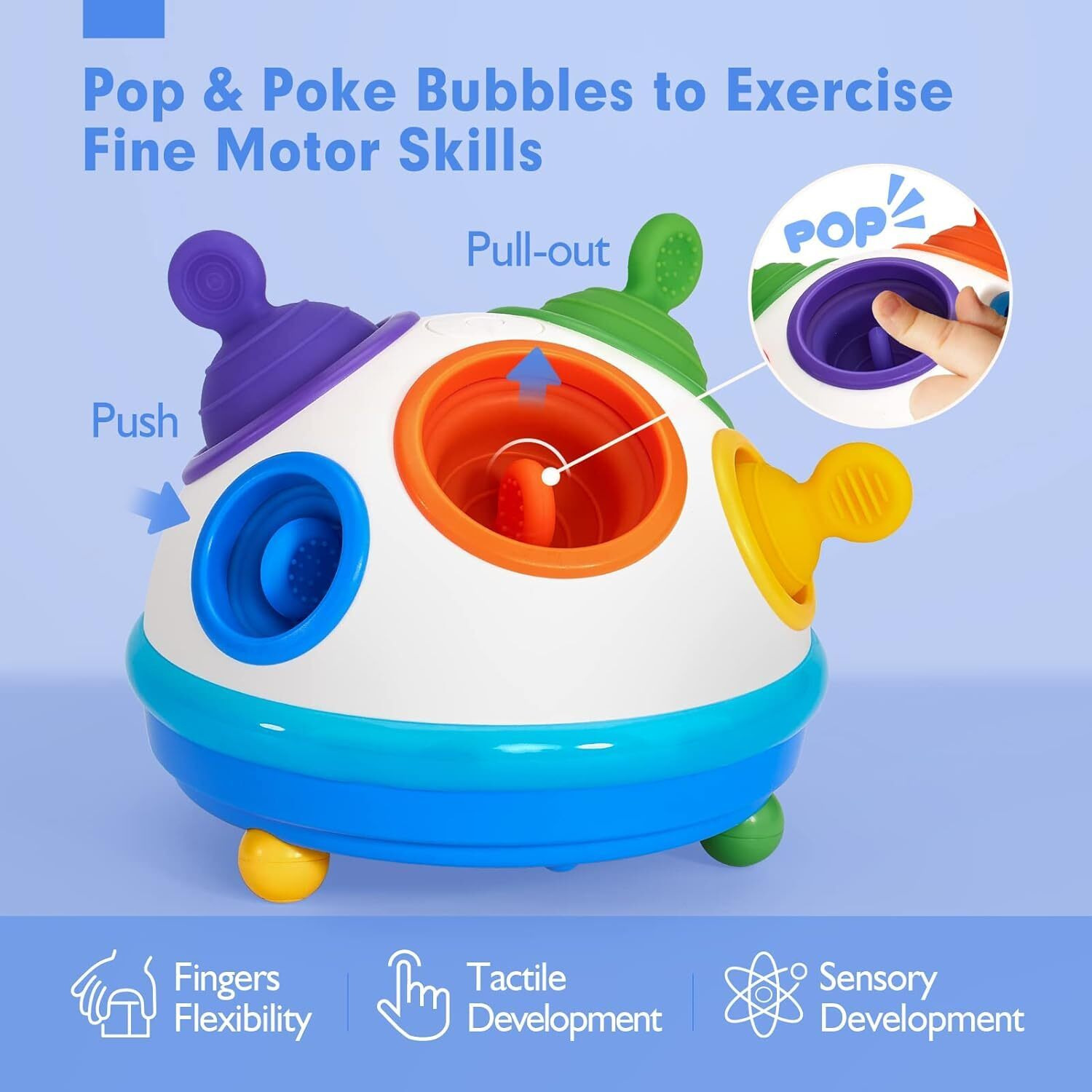 Thrive Toys Sensory Pop Pull String Montessori Toy For Baby | Food Grade Silicone Activity Toys With Fidget Spinners For Ages 1 To 4 Years | Educational Developmental Toys For Toddlers And Kids