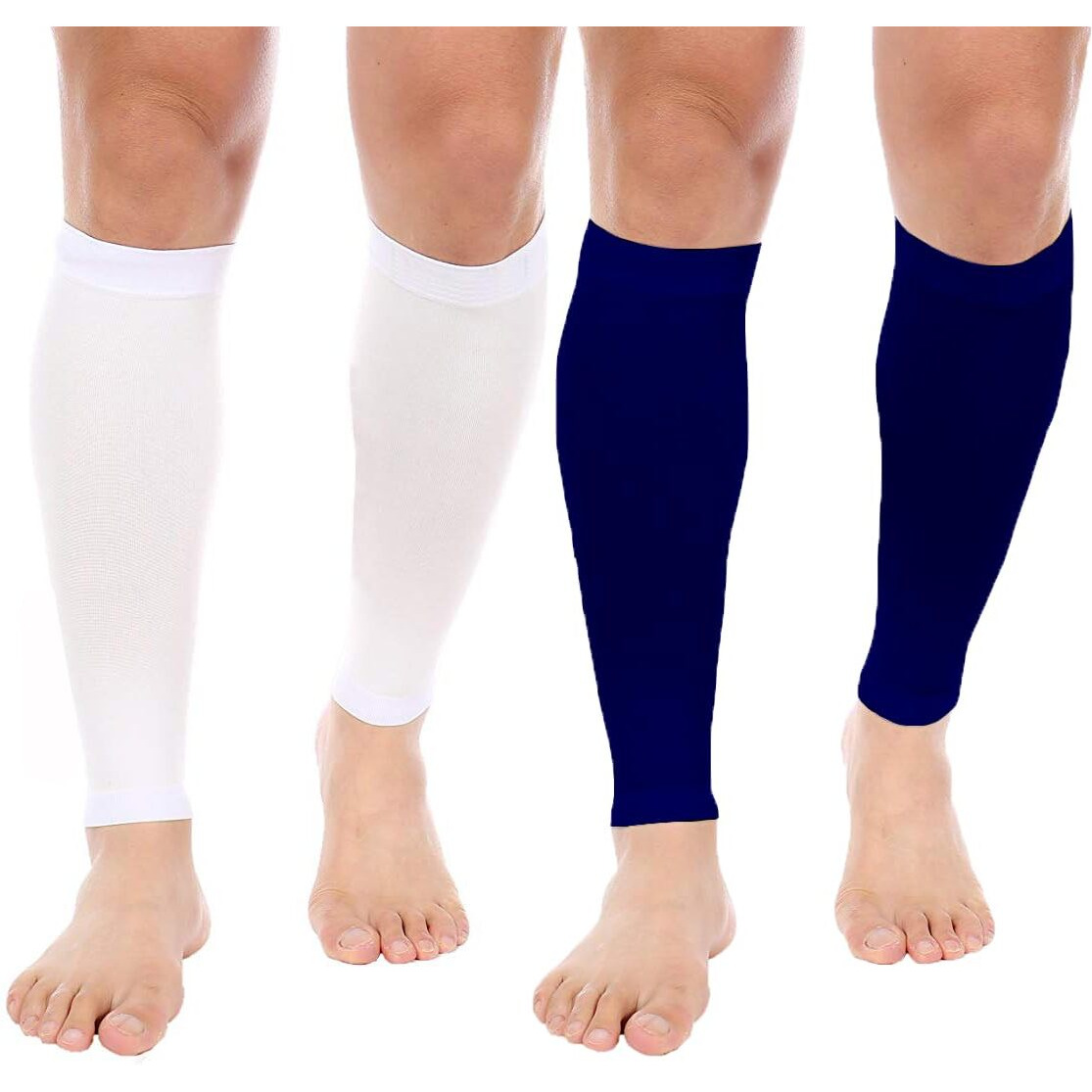 Mizuna Leg Sleeves Unisex Sports Compression Sun Protection Thigh Non-Slip Upf Cooling Full Length Cycling Riding Golf Football Running Wintercalfbluewhite