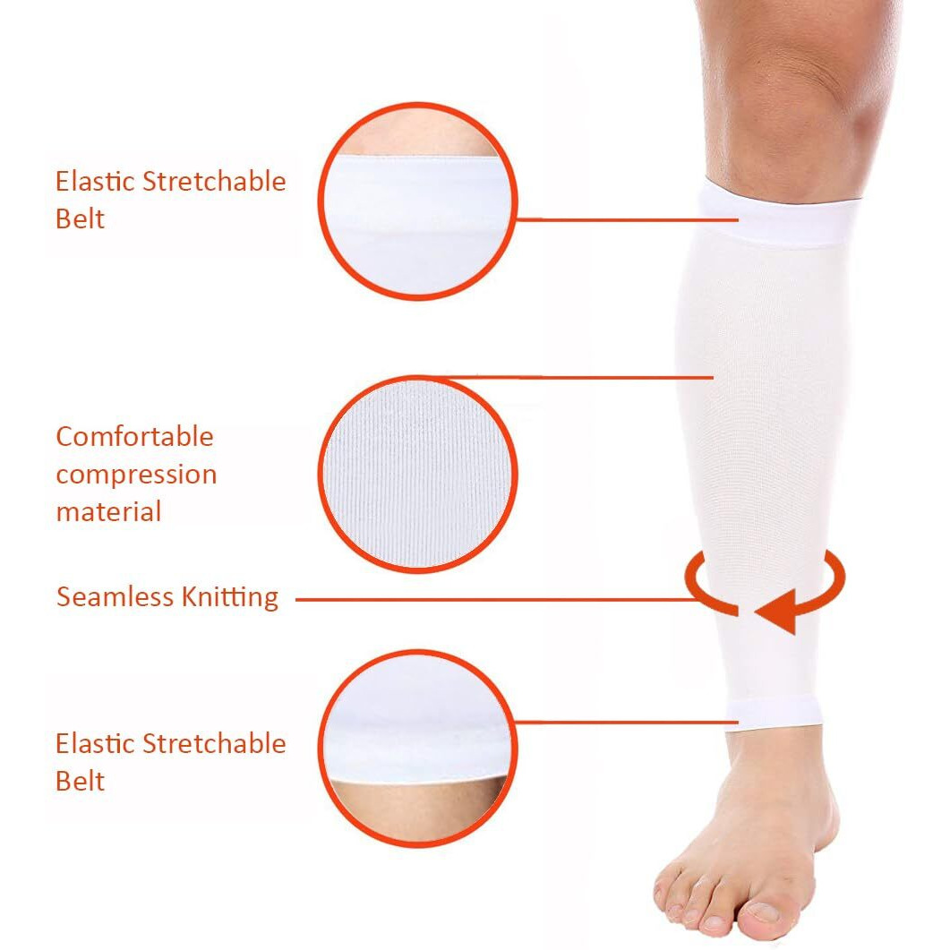 Mizuna Leg Sleeves Unisex Sports Compression Sun Protection Thigh Non-Slip Upf Cooling Full Length Cycling Riding Golf Football Running Wintercalfbluewhite