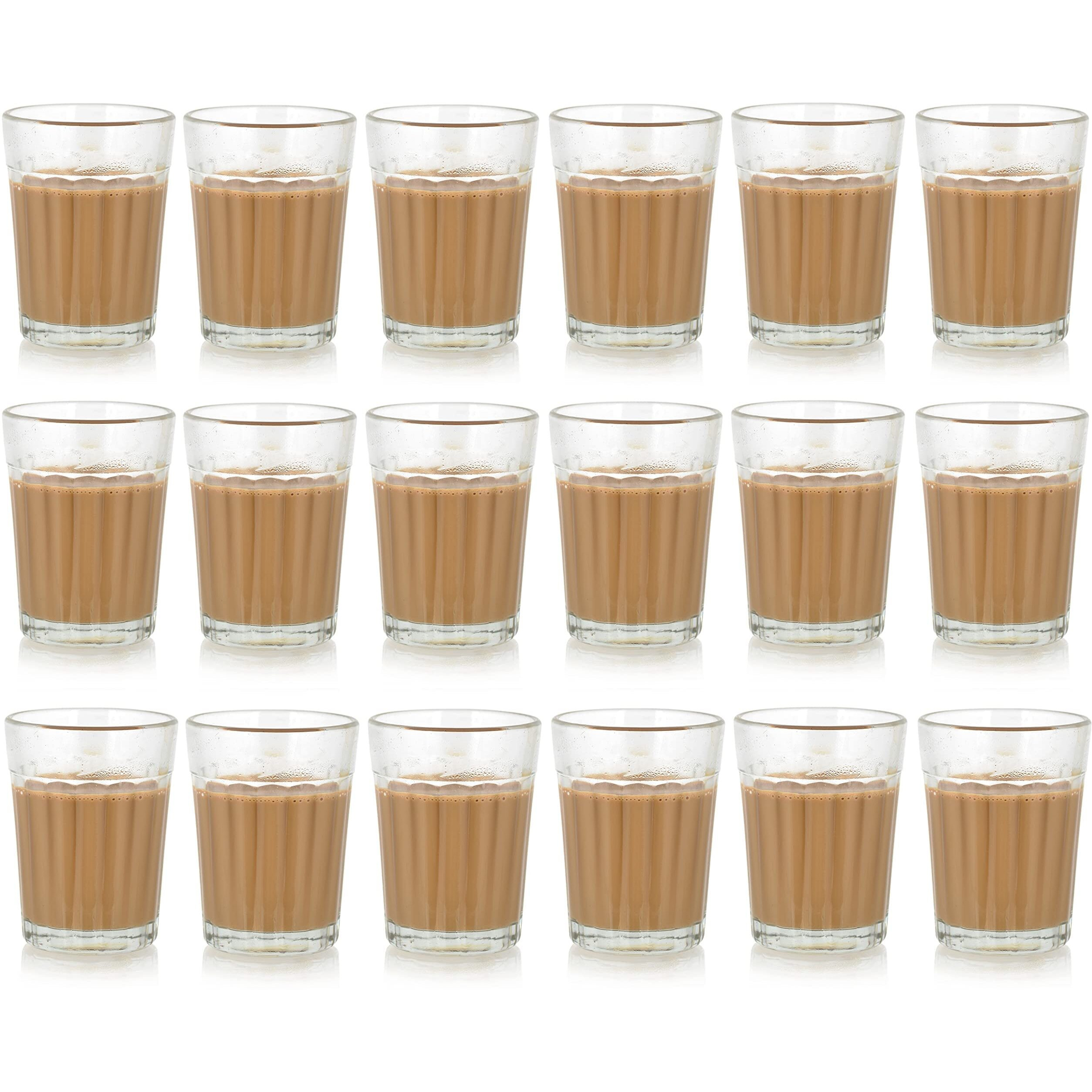 Satyam Kraft 18 Pcs Tea Chai Milk Coffee Small Glass Cups Mug Best Items Home Crockery For Brother, Sister, Women, Men, Girls For Gifting (Transparent, Pack Of 18) (100 Ml)