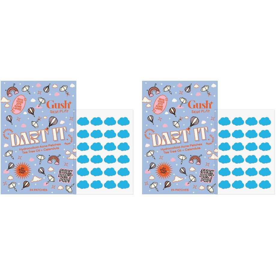 Gush Beauty Acne Pimple Patch | 20 Hydrocolloid Patches With Tea Tree Oil | For Active Surface Acne | Reduces Acne, Pimples & Excess Oil Overnight | (Blue Clouds, Pack Of 2)
