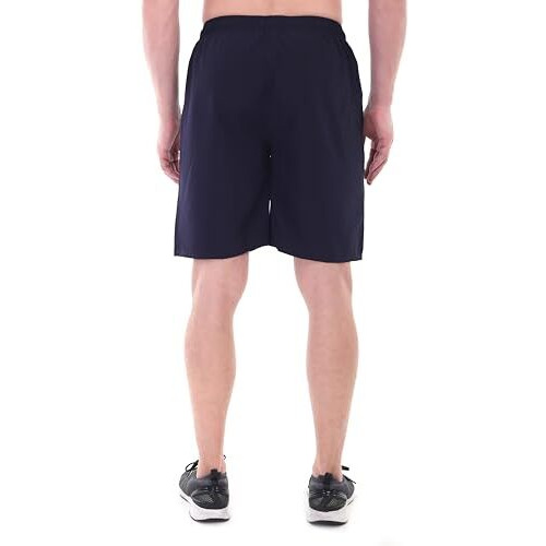 Blue Star Shark Athletic Sports Shorts For Men With Zip Pockets And Elastic Waistband Quick Dry Lightweight Activewear Combo - Pack Of 2 (Color Blue And Black, SizeXl)