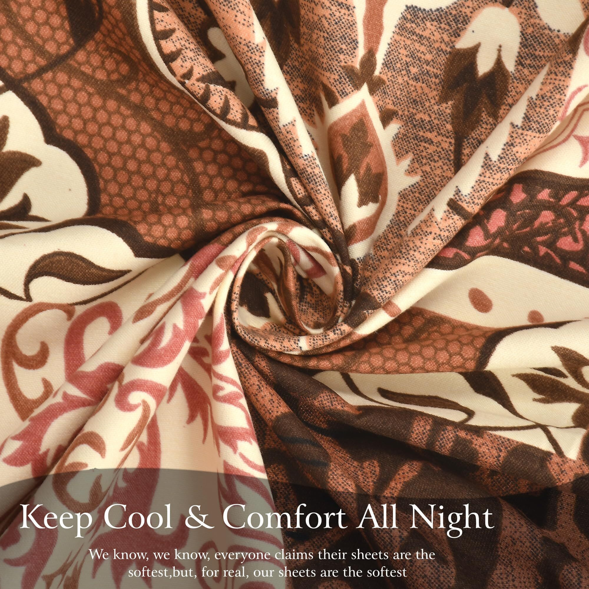 Fresh From Loom Microfiber Cotton Bedsheet Queen Size | 240 Tc Queen Size Soft Bed Cover With 2 Pillow Cover | Hypoallergenic Bedsheet For Double Bed | Anti Fade And Printed (90X100 Inch, Coffee)