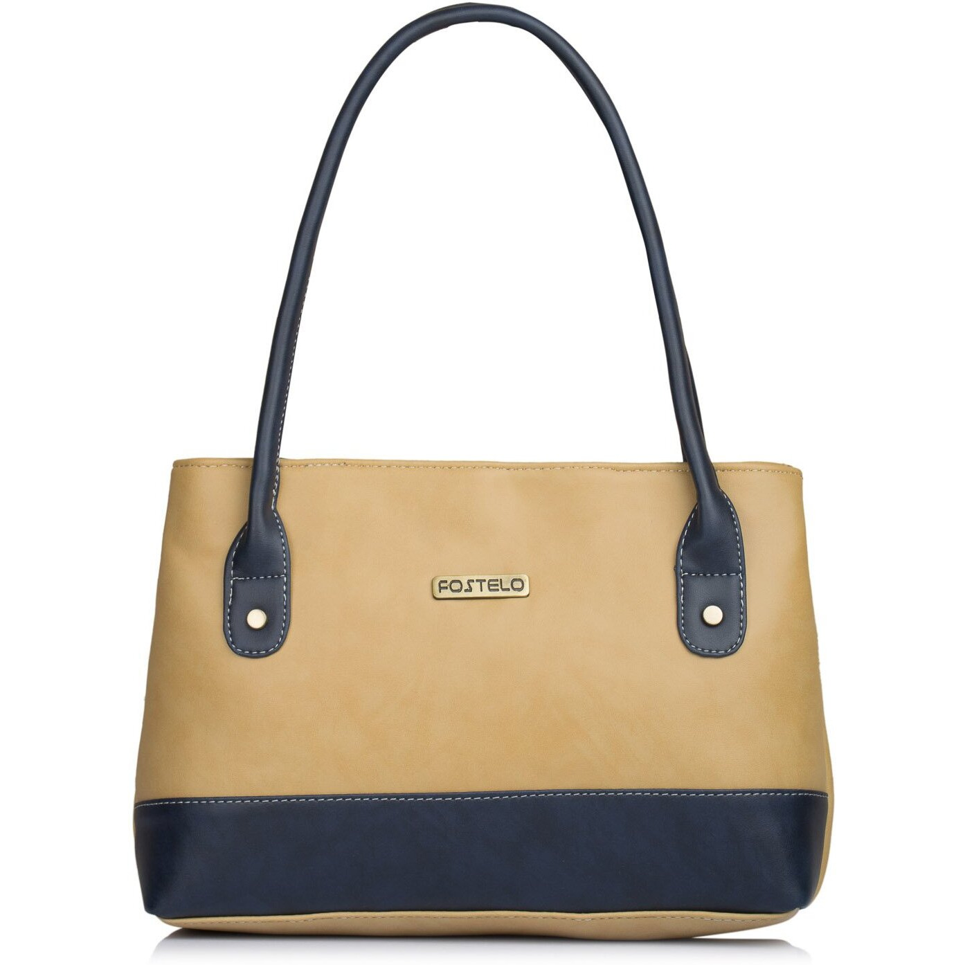Fostelo Women's Vegan Leather Zara Handbag Shoulder Hobo Bag Ladies Purse (Beige) (Medium)
