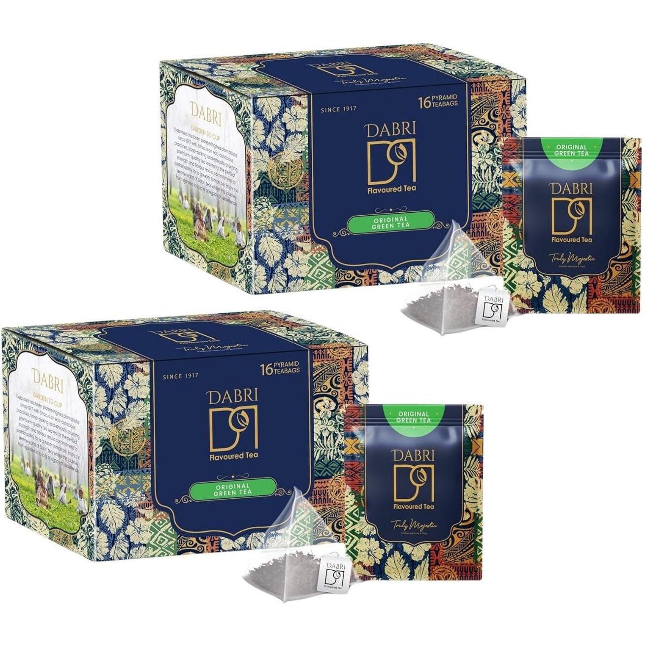 Dabri Detox Green Tea Bags Double Chamber 16 Pcs|Fresh Natural Green Tea For Good Health|Rich With Anti-Oxidants,Immunity Booster,Improves Metabolism & Used To Reduces Waist(Pack Of 2-16Pcs Each Box)
