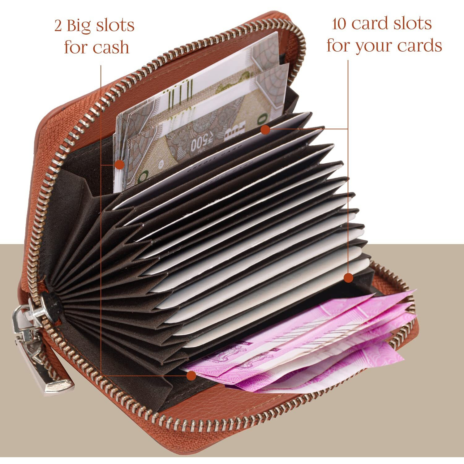 Rigohill Vittori Rfid Blocking Leather Wallet For Men | Wallets Men Leather | Mens Wallet With 14 Card Slot (Rust)