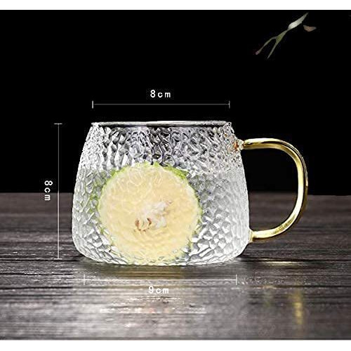 Zroy Enterprise Premium Classic Glass Tea & Coffee Cup Set Of 6-410 Ml, For Transparent Espresso Cappuccino Hot Chocolate, Milk Cup, Green Tea, Herbal Tea, Lemon(Lemon Cup, 6)