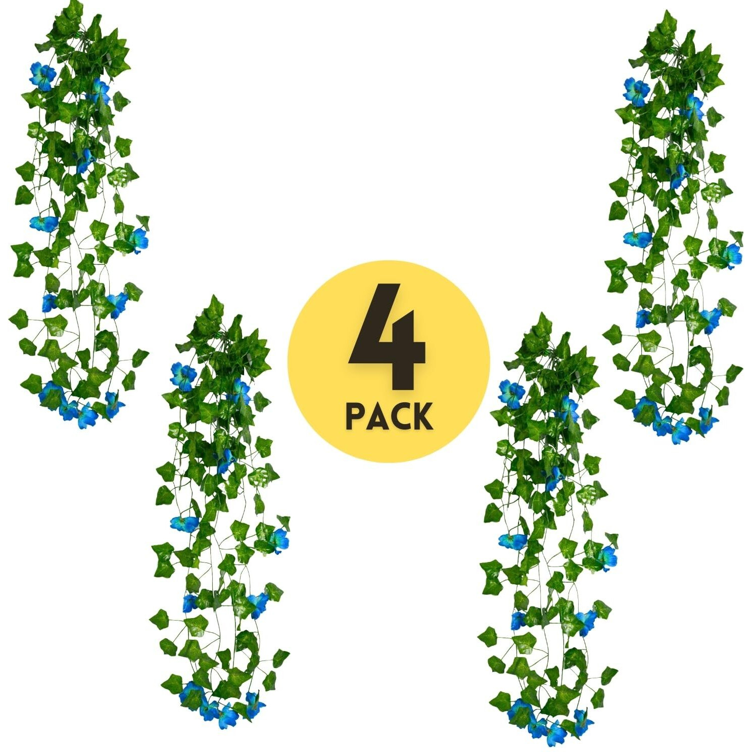 Decorebugs Artificial Flower Plants Leaves Hanging Ivy Garlands Plant Greenery Vine Creeper Home Decor Door Wall Balcony Decoration Party Festival Craft (Pack Of 4)