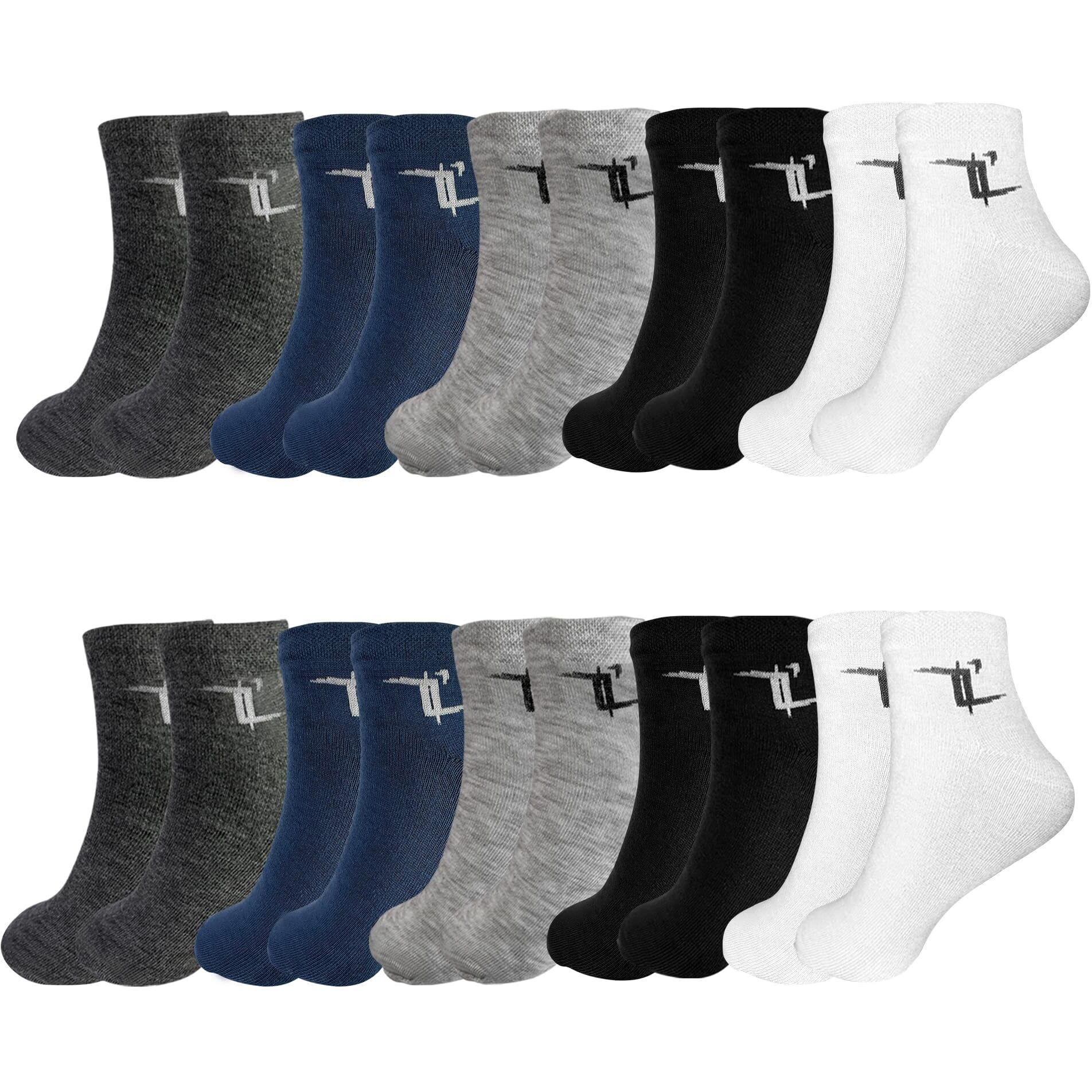 Zensoo Marco Ankle Length Cotton Socks For Men And Women Solid Ankle Sports Socks For Running, Gym And Odour Free, Multicolor, Free Size, Pack Of 10