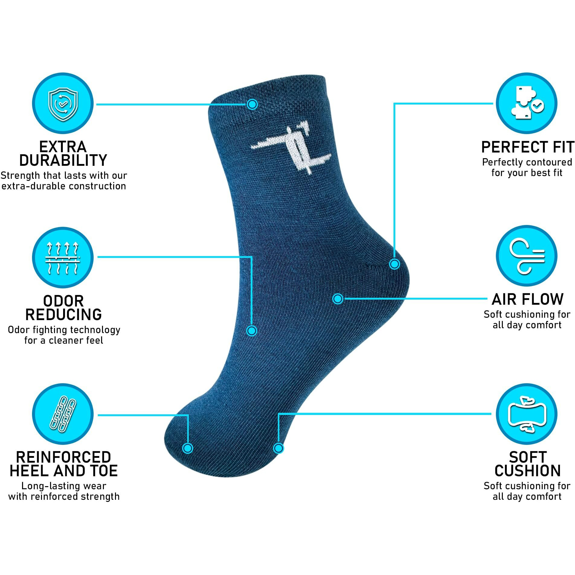 Zensoo Marco Ankle Length Cotton Socks For Men And Women Solid Ankle Sports Socks For Running, Gym And Odour Free, Multicolor, Free Size, Pack Of 10