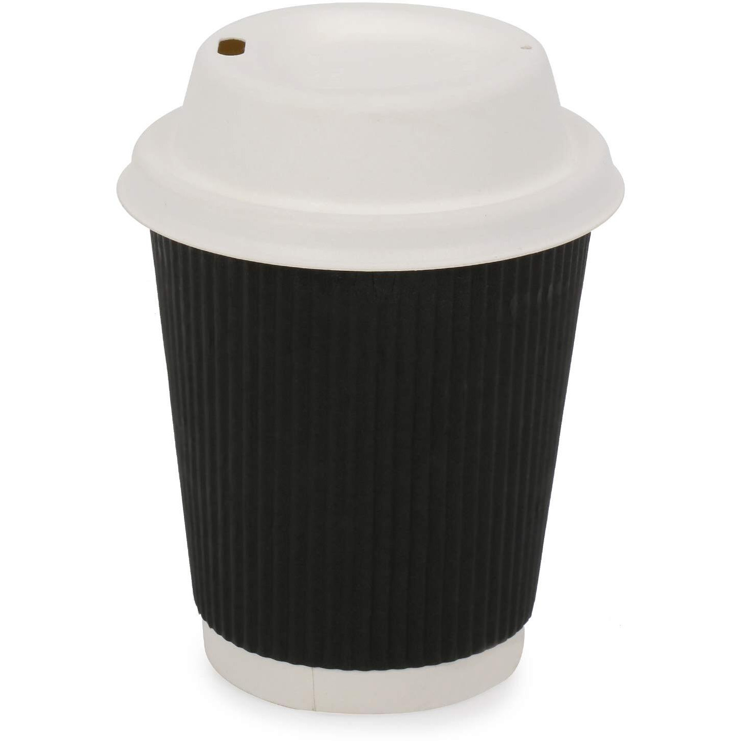 Sanwalsa (250 Ml,Black, 8 Oz- Pack Of 100-Piece Paper Disposable Ripple Cup With Lid(100% Biodegradable) Ecofriendly, Safe & Hygienic For Juice,Coffee,Tea,Home,Office,Party & Wedding Events