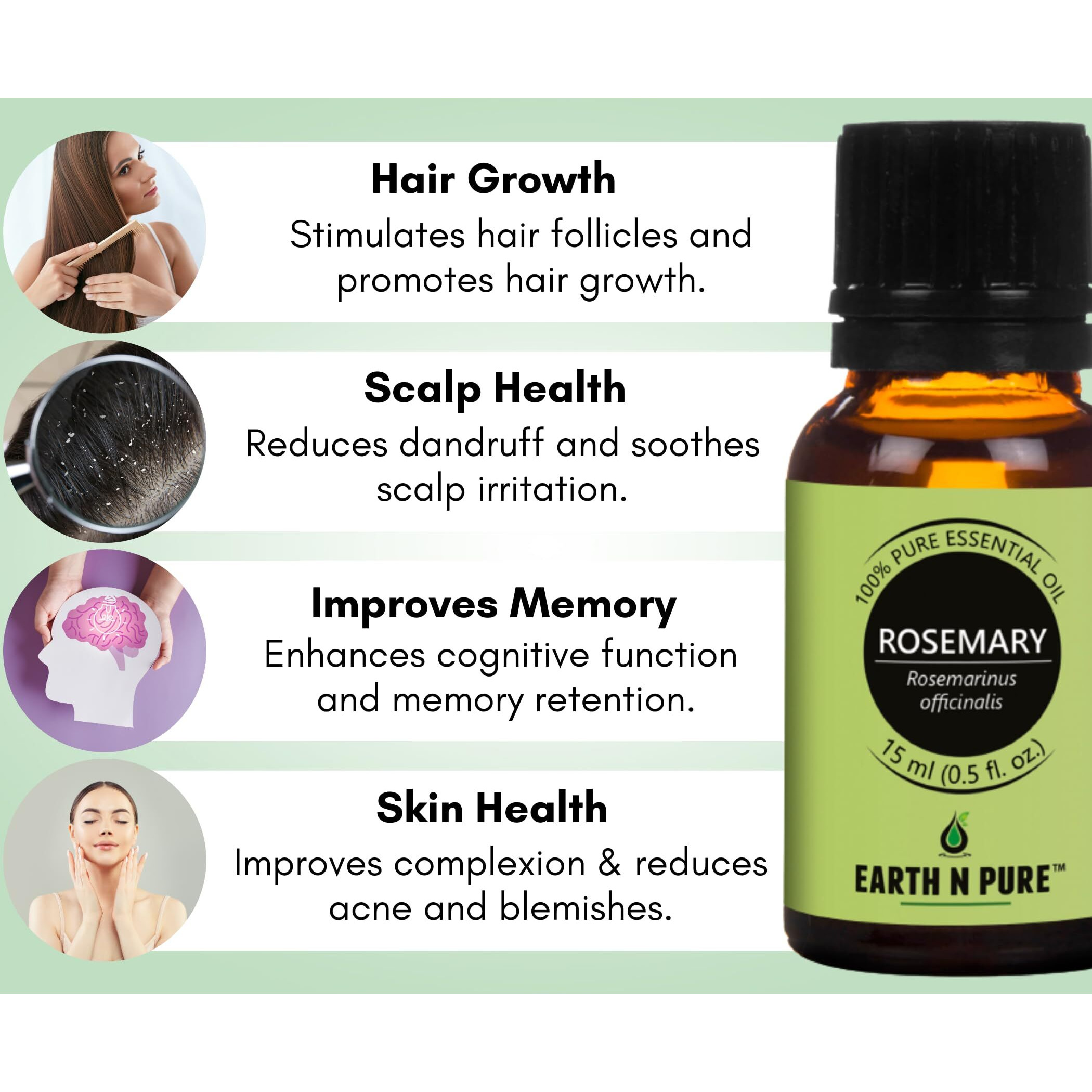 Earth N Pure Essential Oils (Tea Tree, Lavender & Rosemary) | Pack Of 3 (15 Ml Each) | 100% Pure, Undiluted, Natural And Therapeutic Grade - Perfect For Aromatherapy, Skin Therapy & More