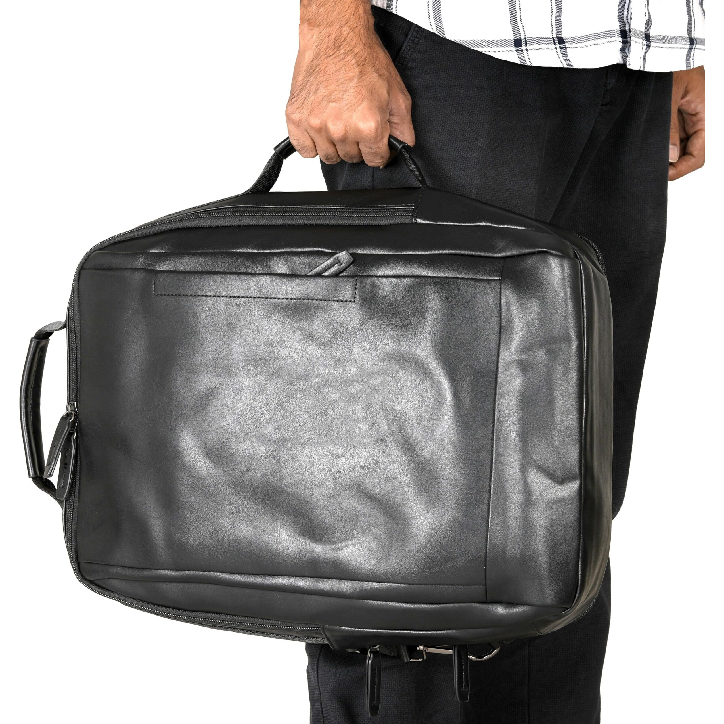 Dobariya Empire New Laptop Bag For Men, 15.6 Inch Faux Leather Durable Professional Office Use Laptop Briefcase Shoulder Sling Formal Executive Messenger Bags For Men. (New Black)