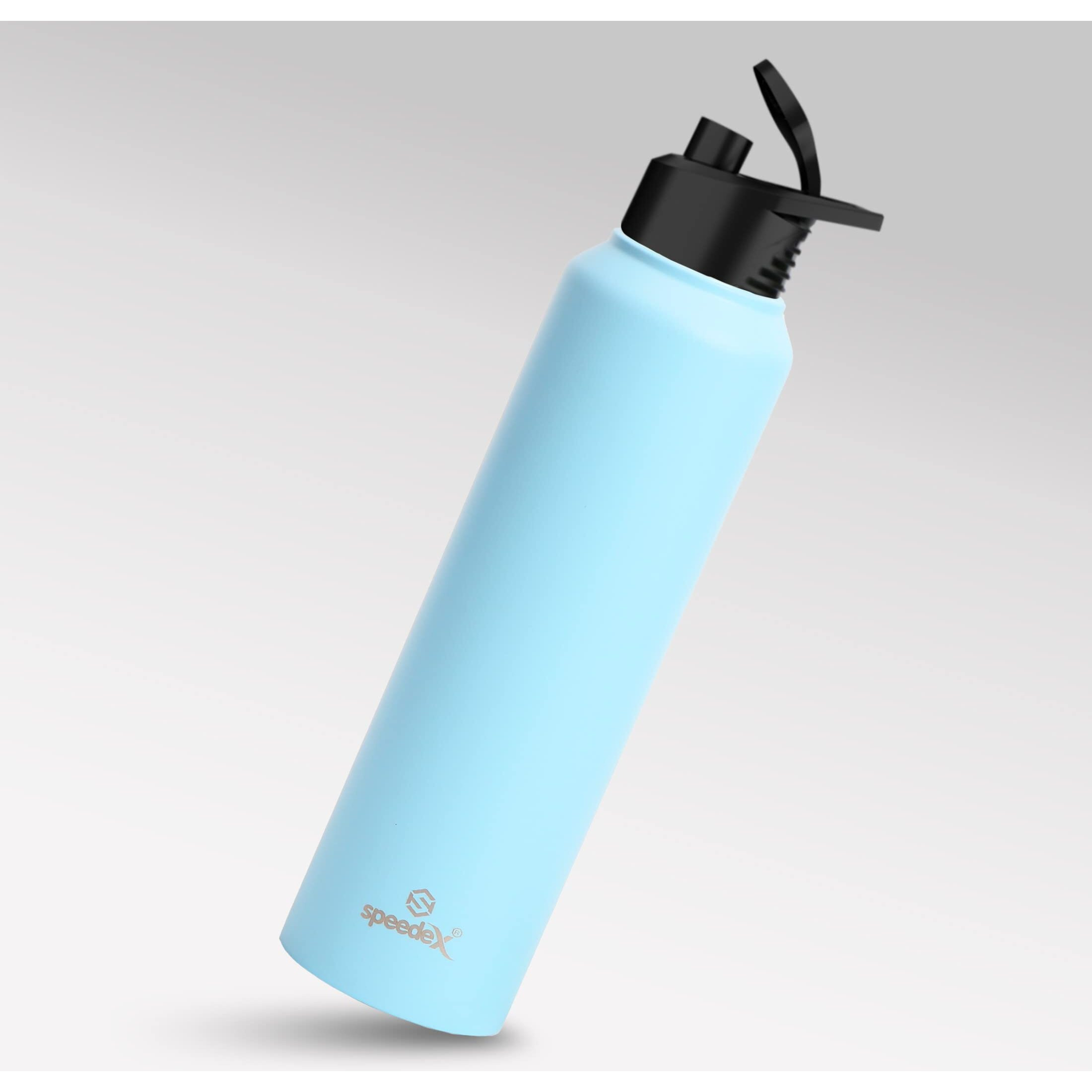 Speedex Stainless Steel Water Bottle 1 Ltr For Kids, Boys, Girls, 1 Litre Bottles For Gym, Sports, Fridge Use, School & Office - 1000Ml, Pastel Blue Colour, Set Of 3, Sipper Cap